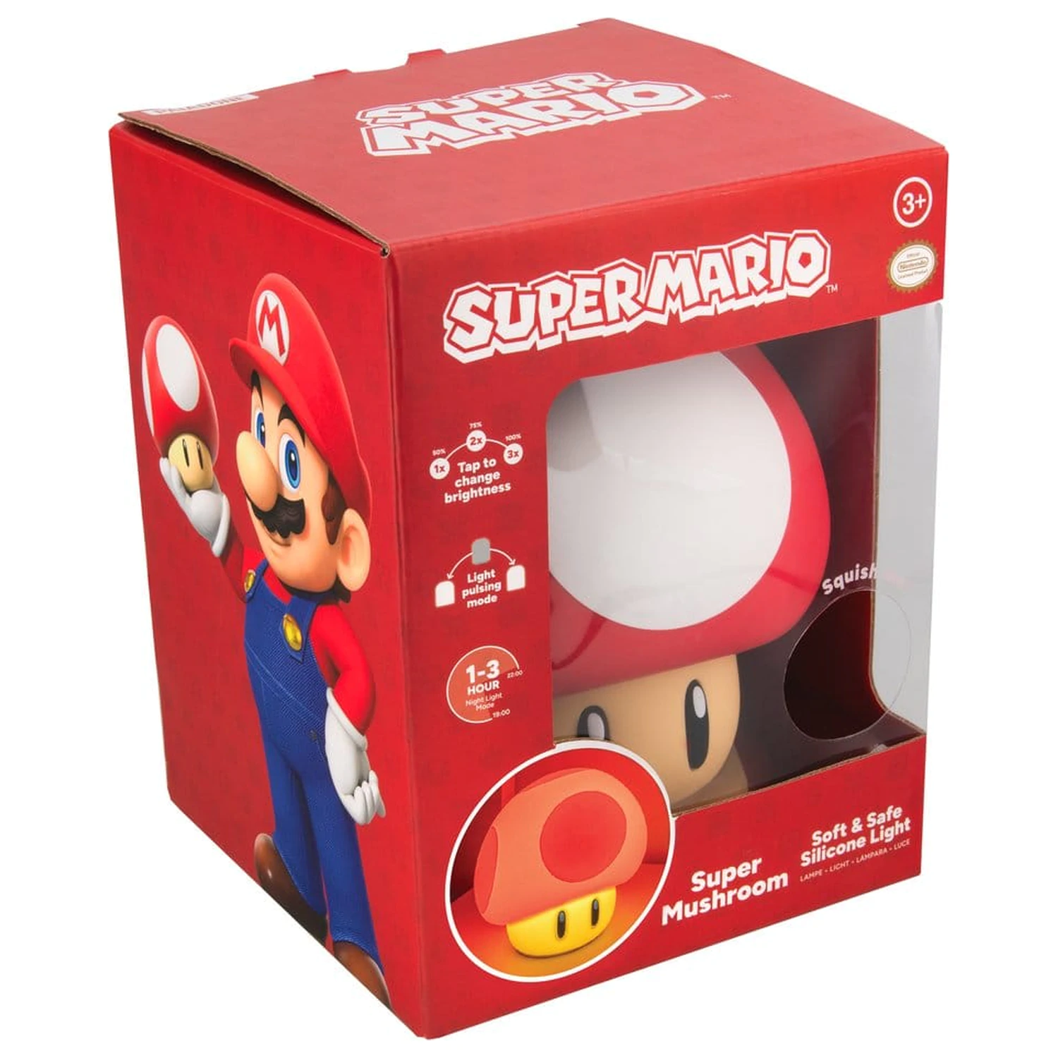 Super Mario SquishyGlo Silikonsko svjetlo Super Gljiva 15 cm fotografija proizvoda