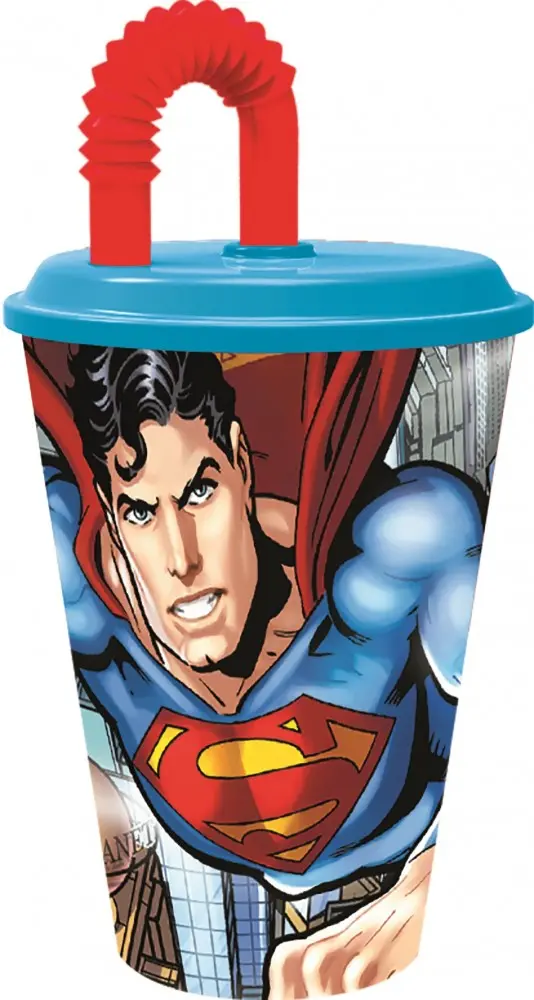 Superman šalica sa slamkom, plastična 430 ml fotografija proizvoda