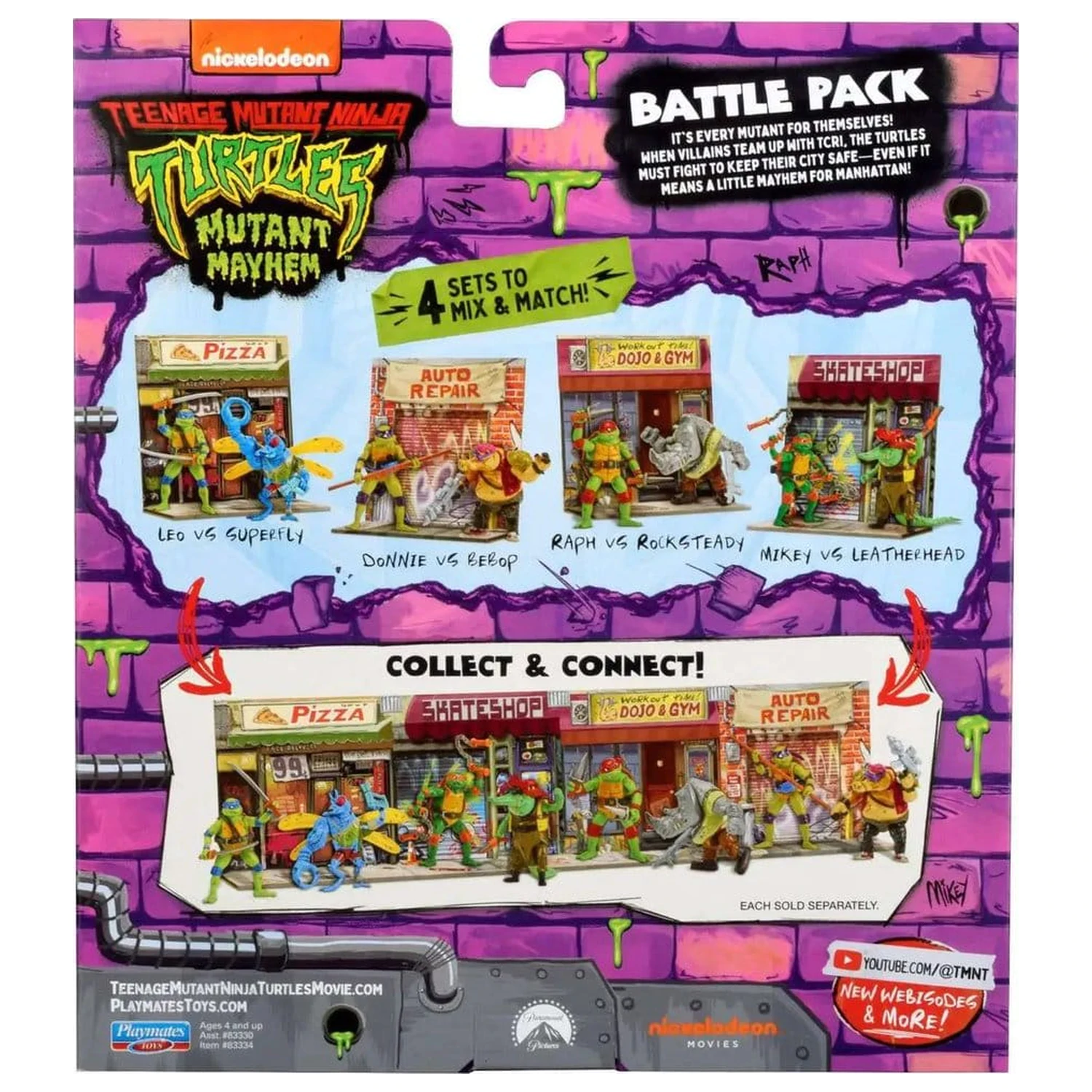 Teenage Mutant Ninja Turtles: Mutant Mayhem Battle Pack Akcijske figure Raphael vs. Rocksteady 11 cm fotografija proizvoda