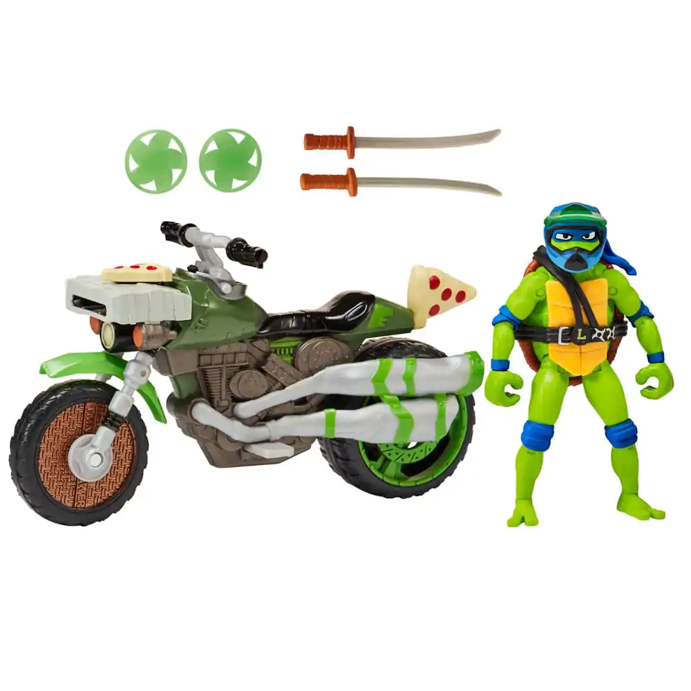 Teenage Mutant Ninja Turtles: Mutant Mayhem Akcijska figura Drive N Kick Leonardo & motocikl 11 cm fotografija proizvoda