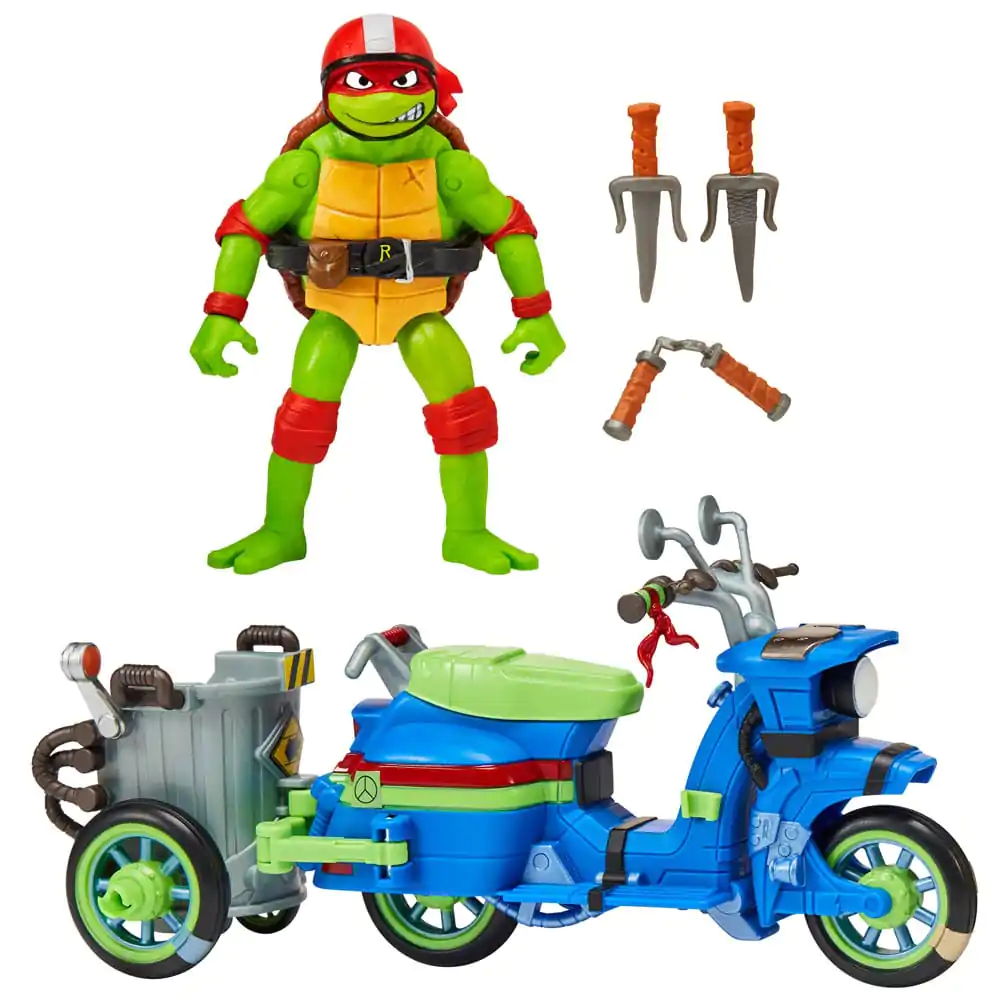 Teenage Mutant Ninja Turtles: Mutant Mayhem Akcijska figura Raphael & Skuter sa bočnom prikolicom 11 cm fotografija proizvoda