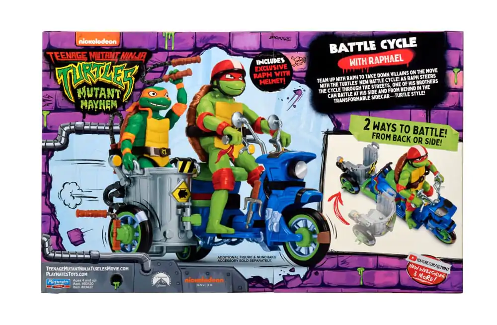 Teenage Mutant Ninja Turtles: Mutant Mayhem Akcijska figura Raphael & Skuter sa bočnom prikolicom 11 cm fotografija proizvoda