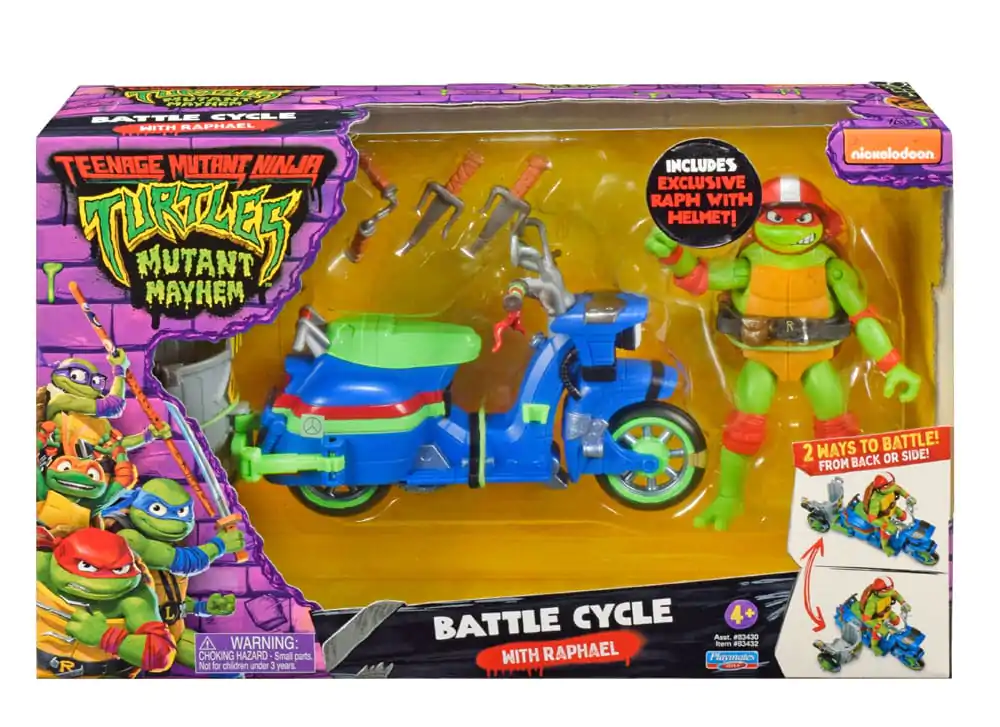 Teenage Mutant Ninja Turtles: Mutant Mayhem Akcijska figura Raphael & Skuter sa bočnom prikolicom 11 cm fotografija proizvoda