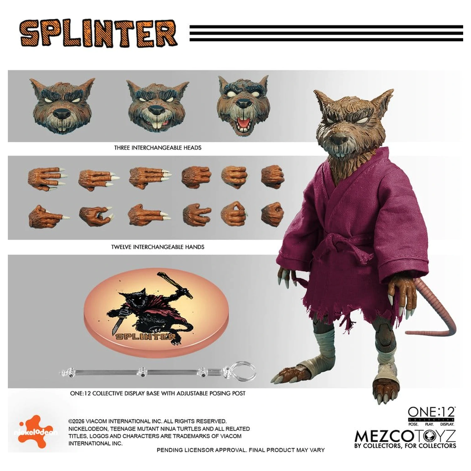 Teenage Mutant Ninja Turtles One:12 Kolekcionarska akcijska figura 1/12 Splinter 17 cm fotografija proizvoda