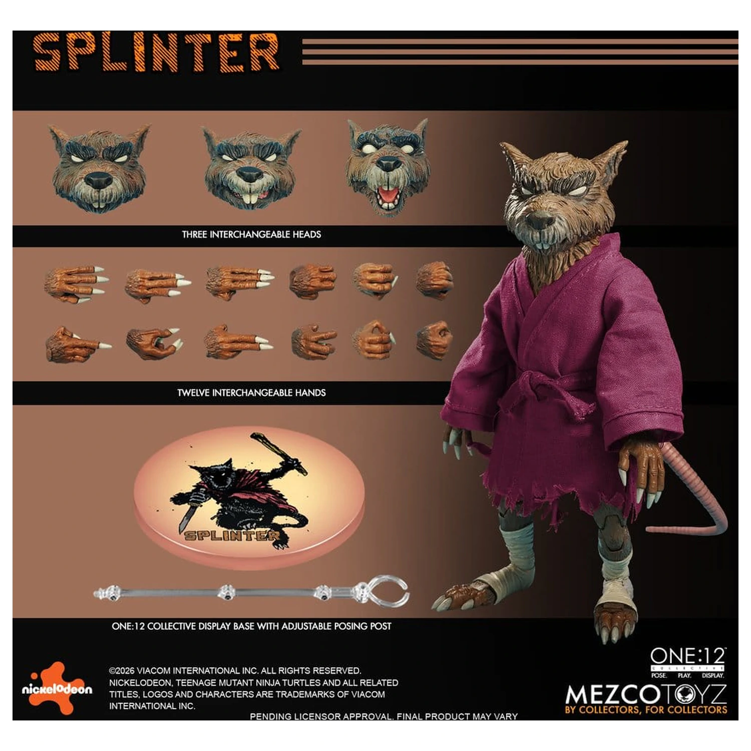 Teenage Mutant Ninja Turtles One:12 Kolekcionarska akcijska figura 1/12 Splinter 17 cm fotografija proizvoda