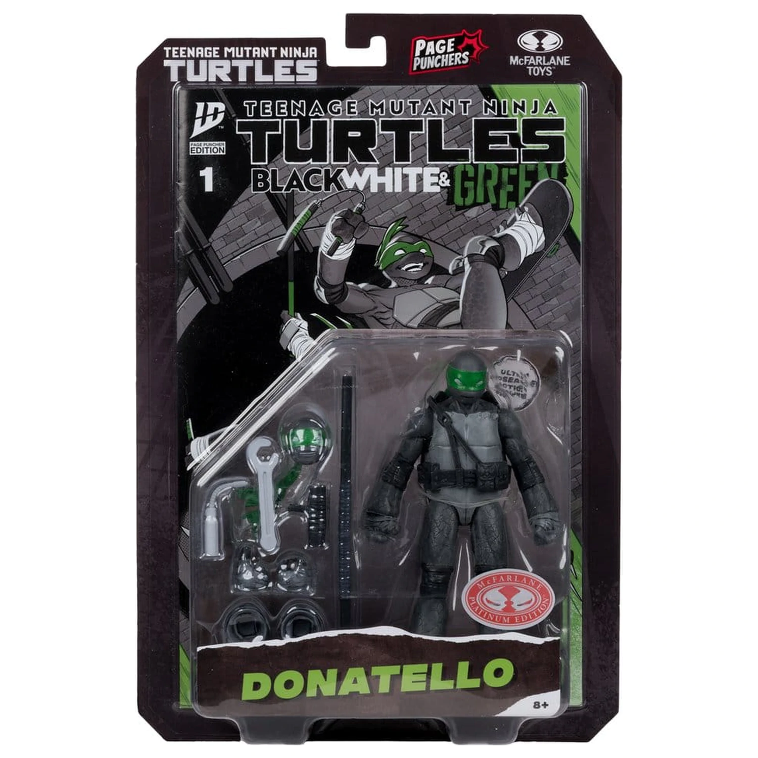 Teenage Mutant Ninja Turtles Page Punchers akcijska figura Donatello (crna, bijela i zelena) (crveno Platinum izdanje) 13 cm fotografija proizvoda