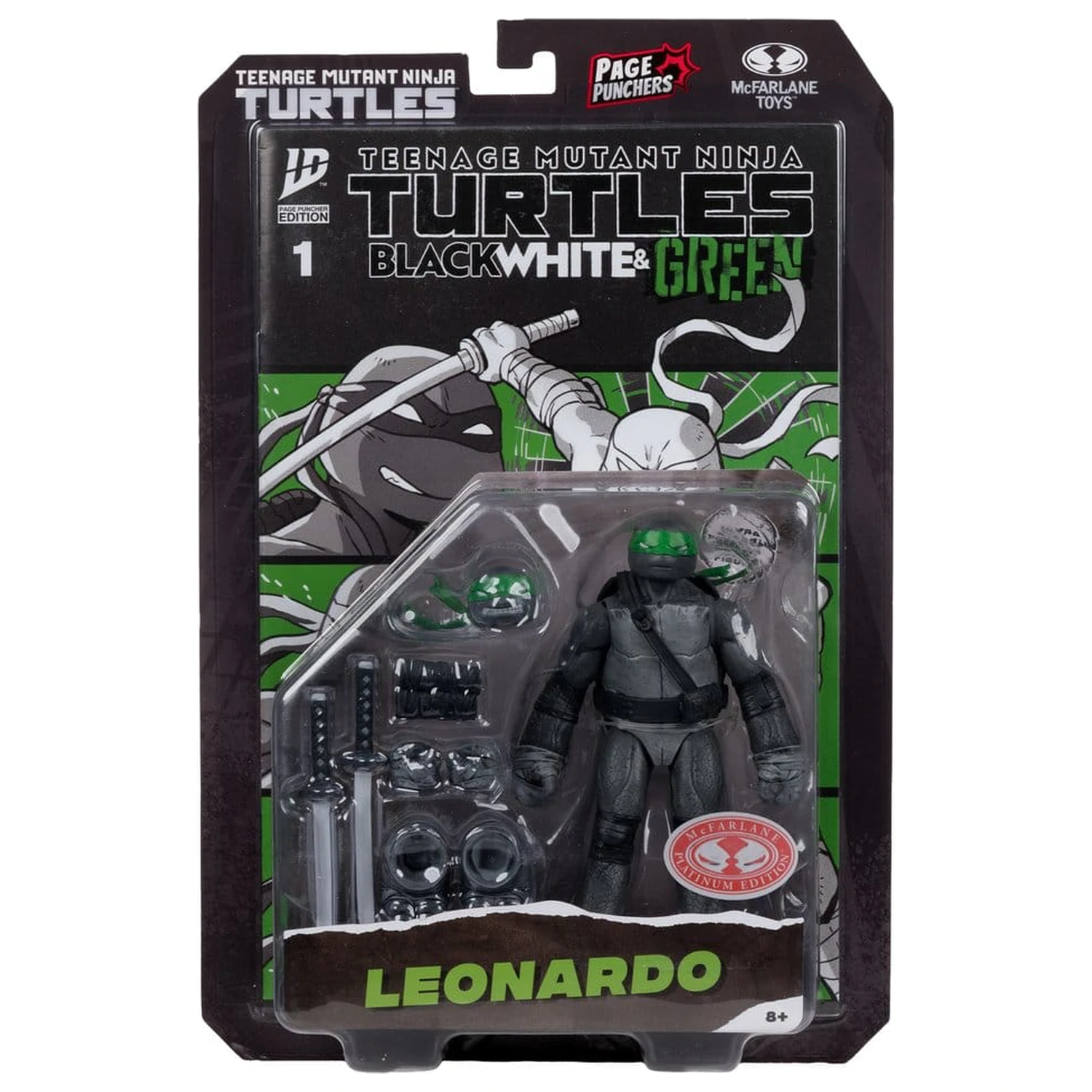 Teenage Mutant Ninja Turtles Page Punchers figura Leonardo (crno-bijela i zelena) (Red Platinum Edition) 13 cm fotografija proizvoda