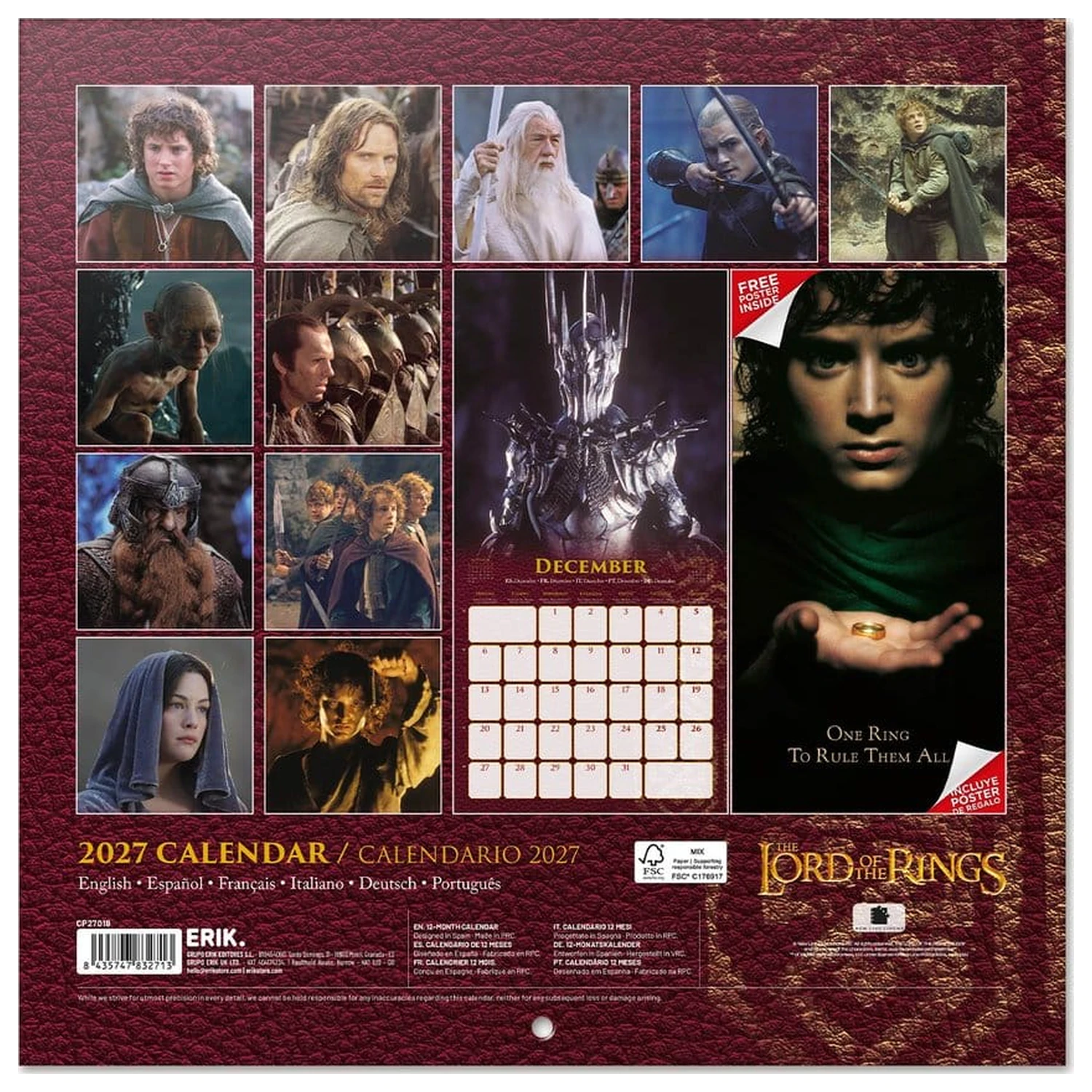 The Lord of the Rings zidni kalendar 2027 30 x 30 cm fotografija proizvoda