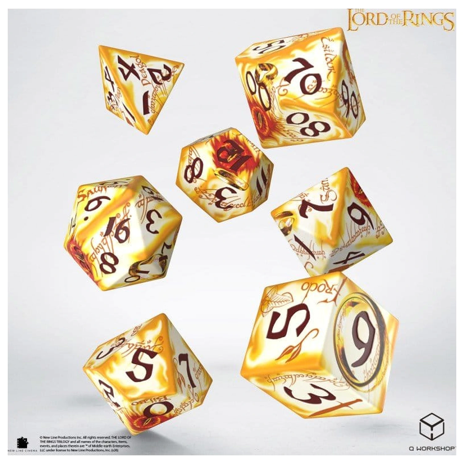The Lord of the Rings Full Art Set od 7 kockica Ring-bearers (Whitefire Radiance) fotografija proizvoda