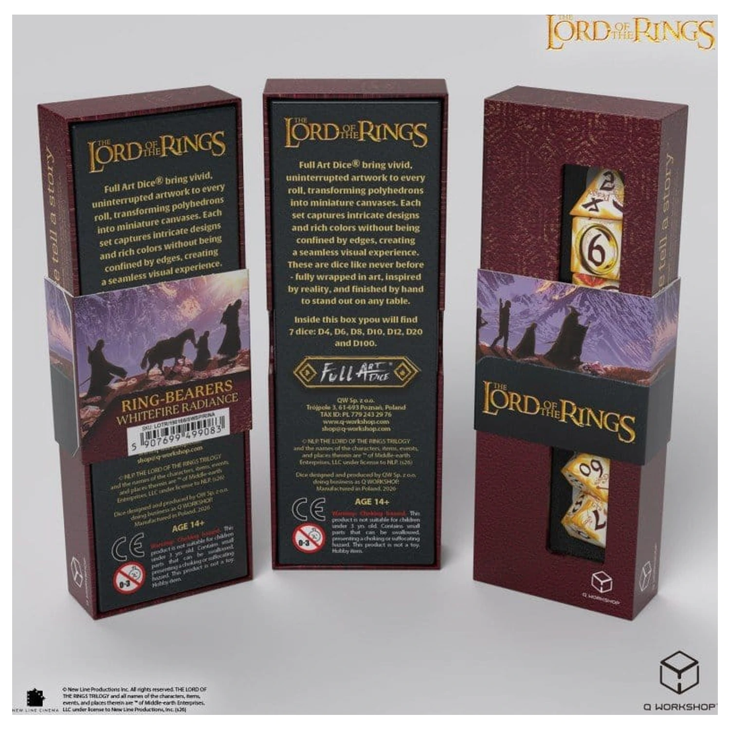 The Lord of the Rings Full Art Set od 7 kockica Ring-bearers (Whitefire Radiance) fotografija proizvoda