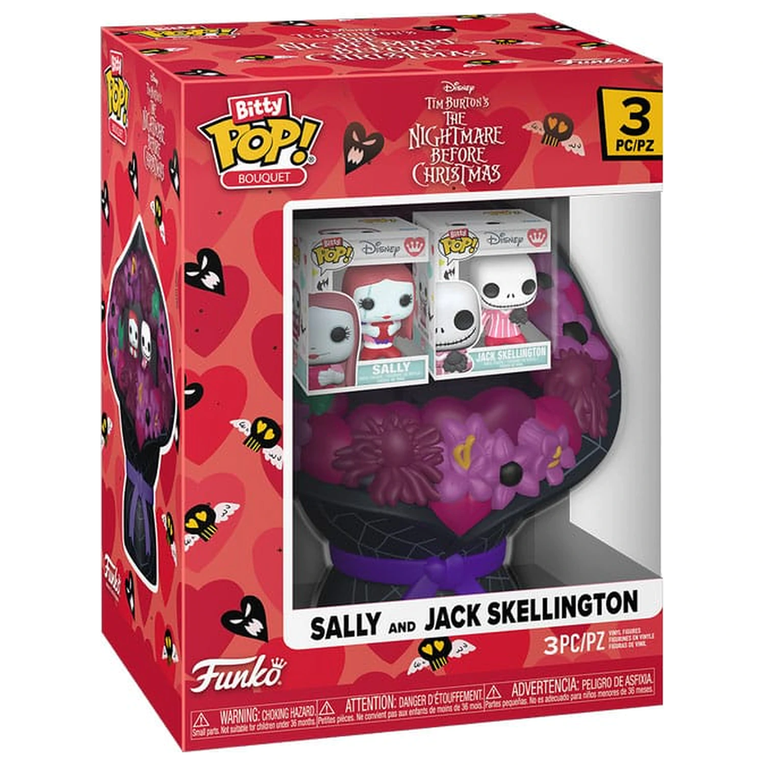 The Nightmare Before Christmas Bitty Funko POP! Buket vinilnih figura, pakiranje od 2 komada, Sally & Jack Skellington (Valentine) fotografija proizvoda