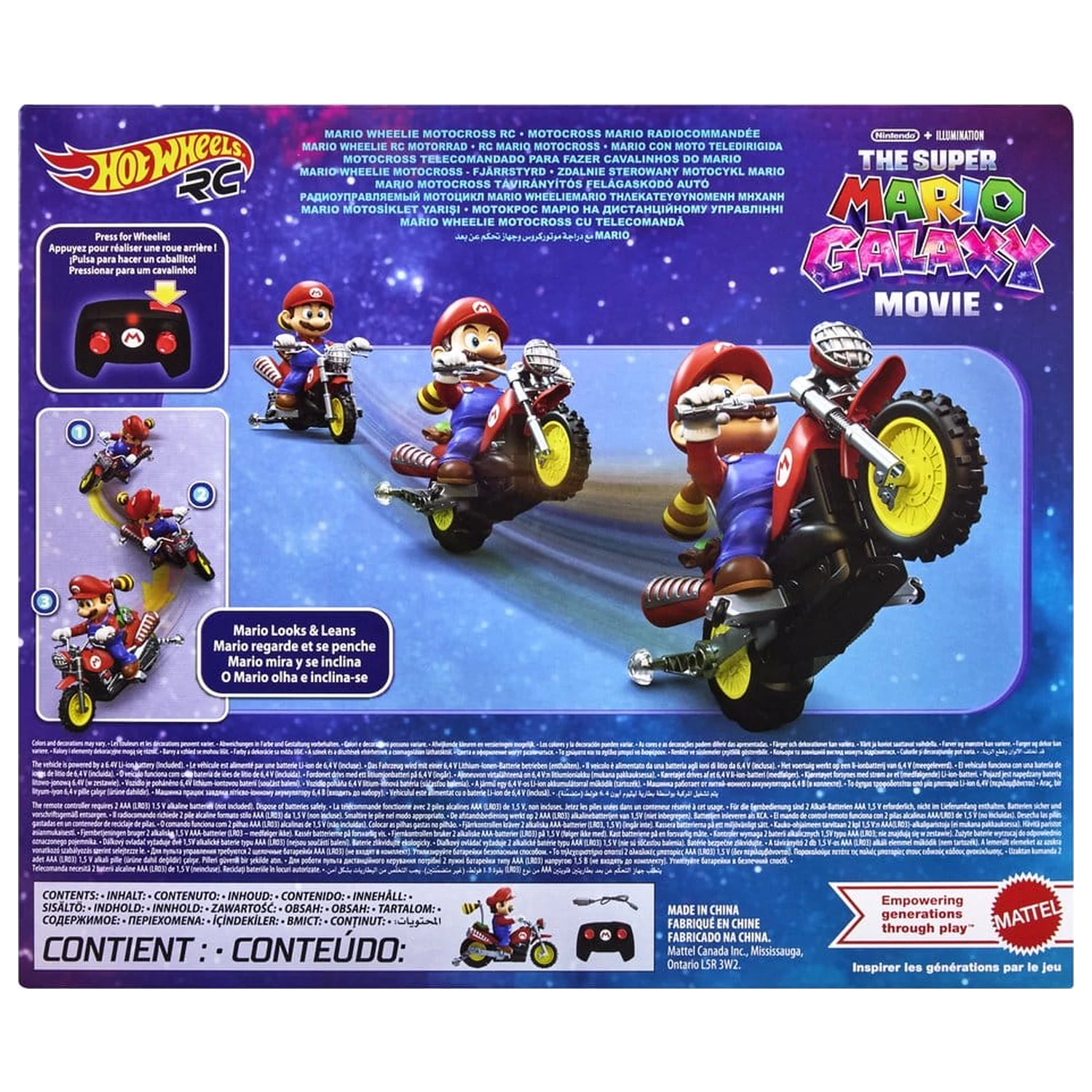 The Super Mario Galaxy Movie Hot Wheels RC Vozilo Mario Wheelie Motocross fotografija proizvoda