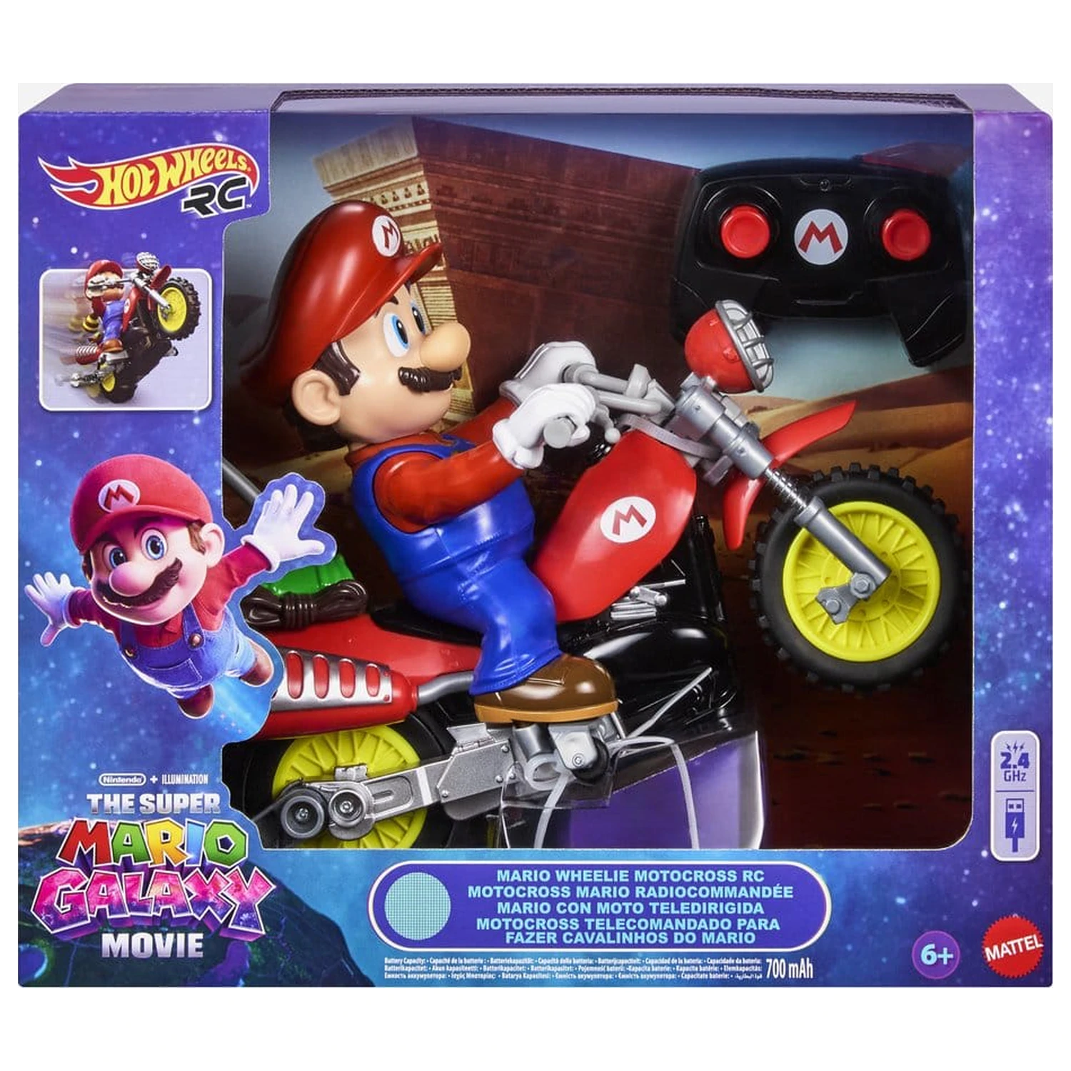The Super Mario Galaxy Movie Hot Wheels RC Vozilo Mario Wheelie Motocross fotografija proizvoda