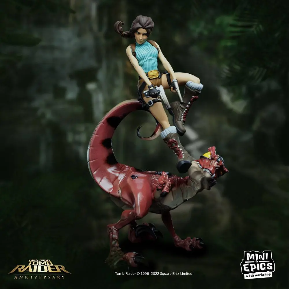 Tomb Raider Mini Epics Vinilna Figura Lara Croft & Raptor 24 cm fotografija proizvoda