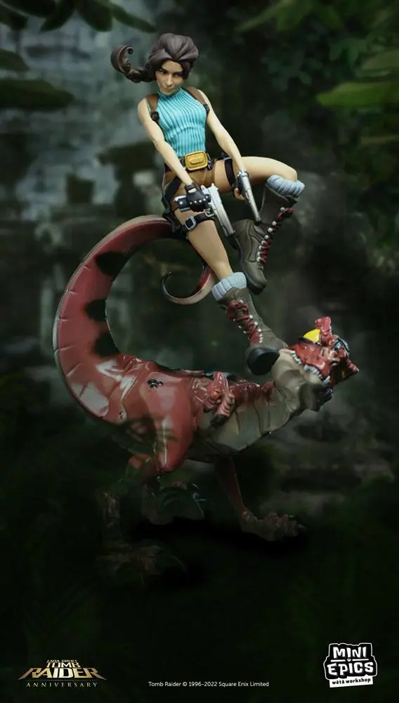 Tomb Raider Mini Epics Vinilna Figura Lara Croft & Raptor 24 cm fotografija proizvoda