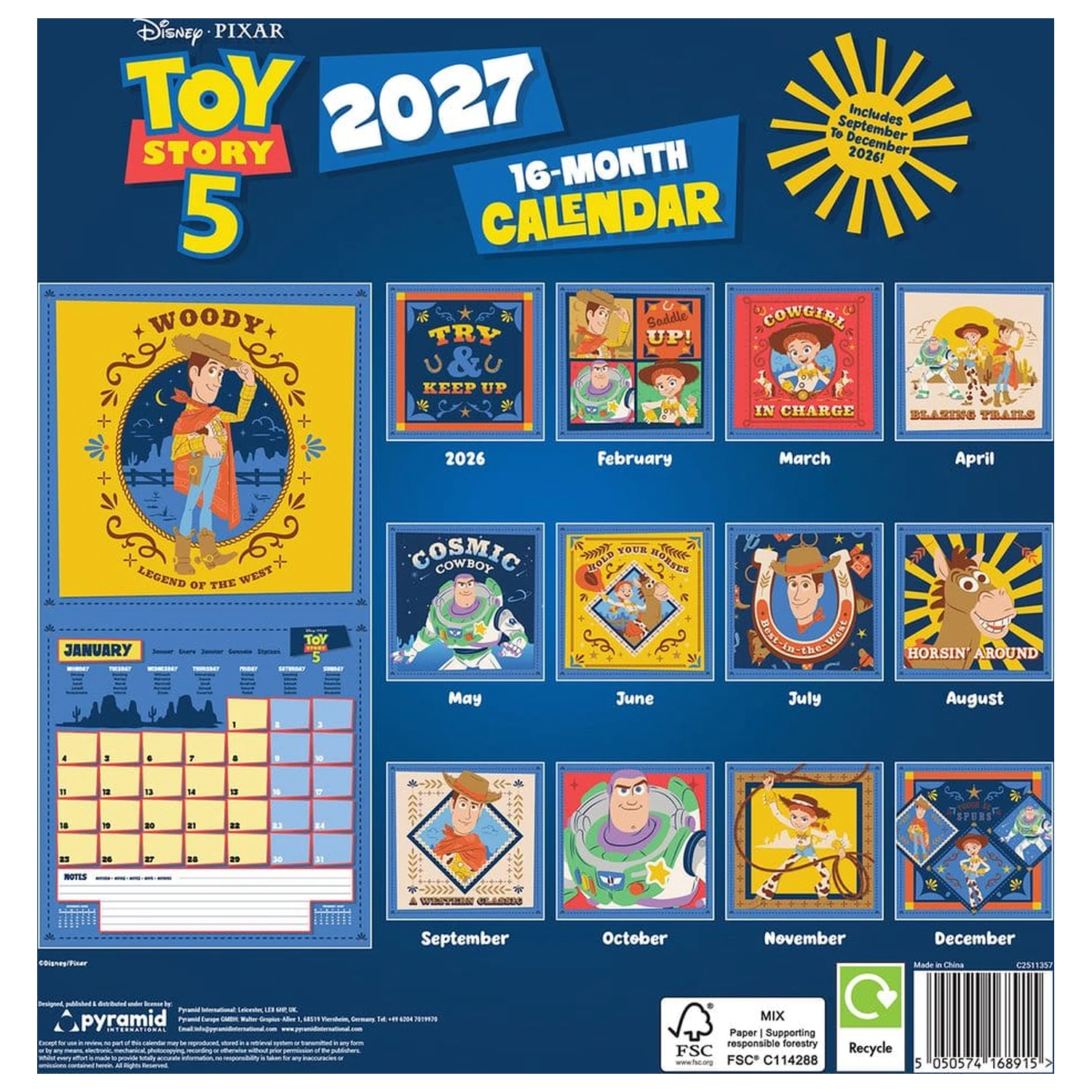Toy Story kalendar 2027 30 x 30 cm fotografija proizvoda