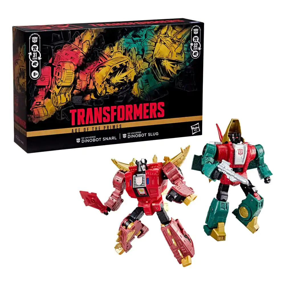 Transformers Age of the Primes Leader Class akcijska figura G2 Universe Dinobots Snarl & Slug 19 cm fotografija proizvoda
