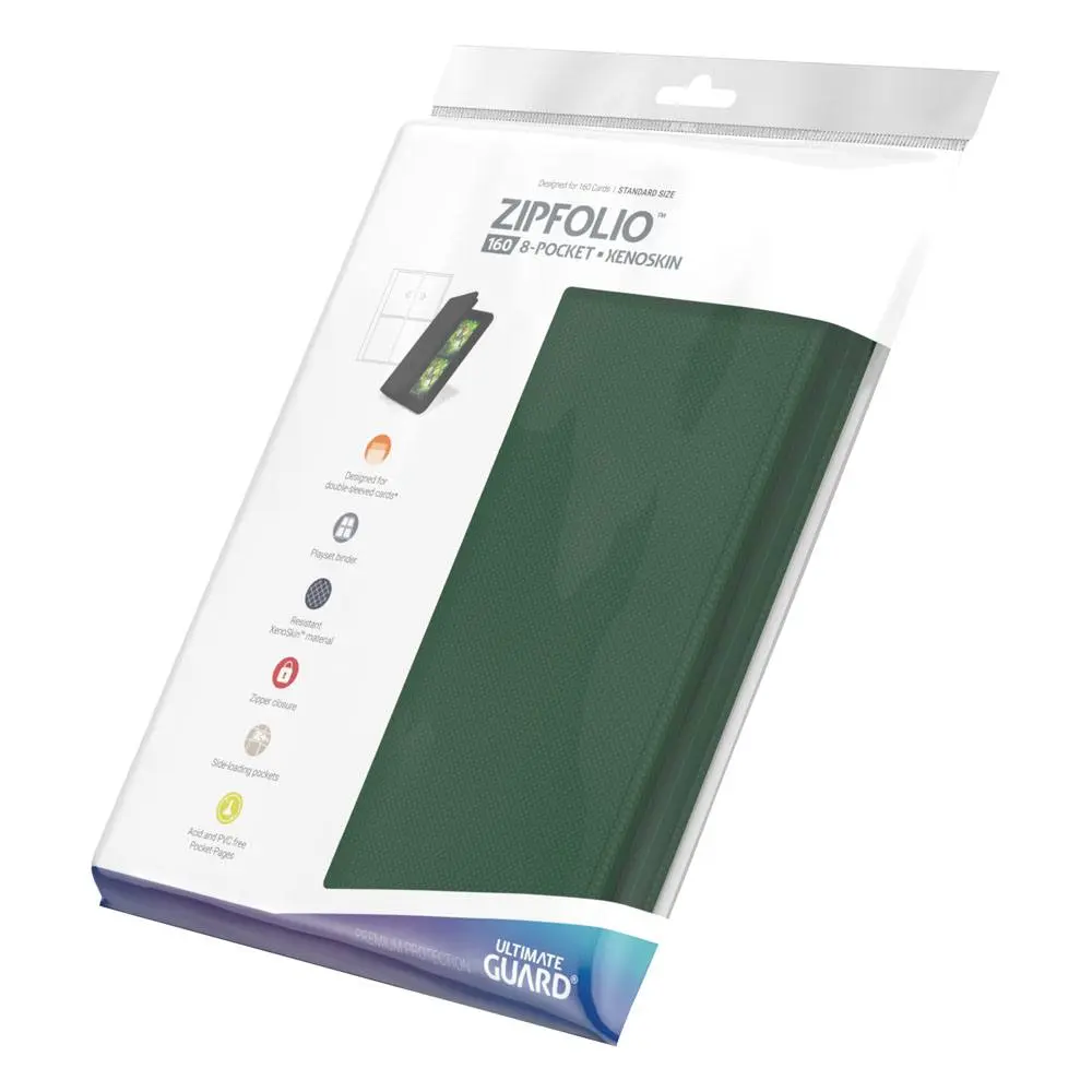 Ultimate Guard Zipfolio 160 - 8-džepni XenoSkin zeleni album s patentnim zatvaračem fotografija proizvoda