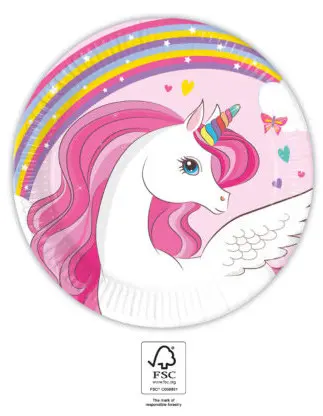 Unicorn Rainbow Colors, Unicorn Papirnati tanjuri 8 komada 20 cm FSC fotografija proizvoda