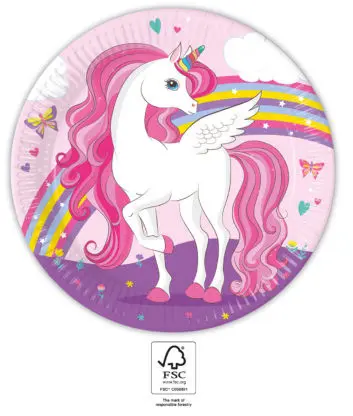 Unicorn Rainbow Colors, Unicorn papirnati tanjuri 8 komada 23 cm FSC fotografija proizvoda