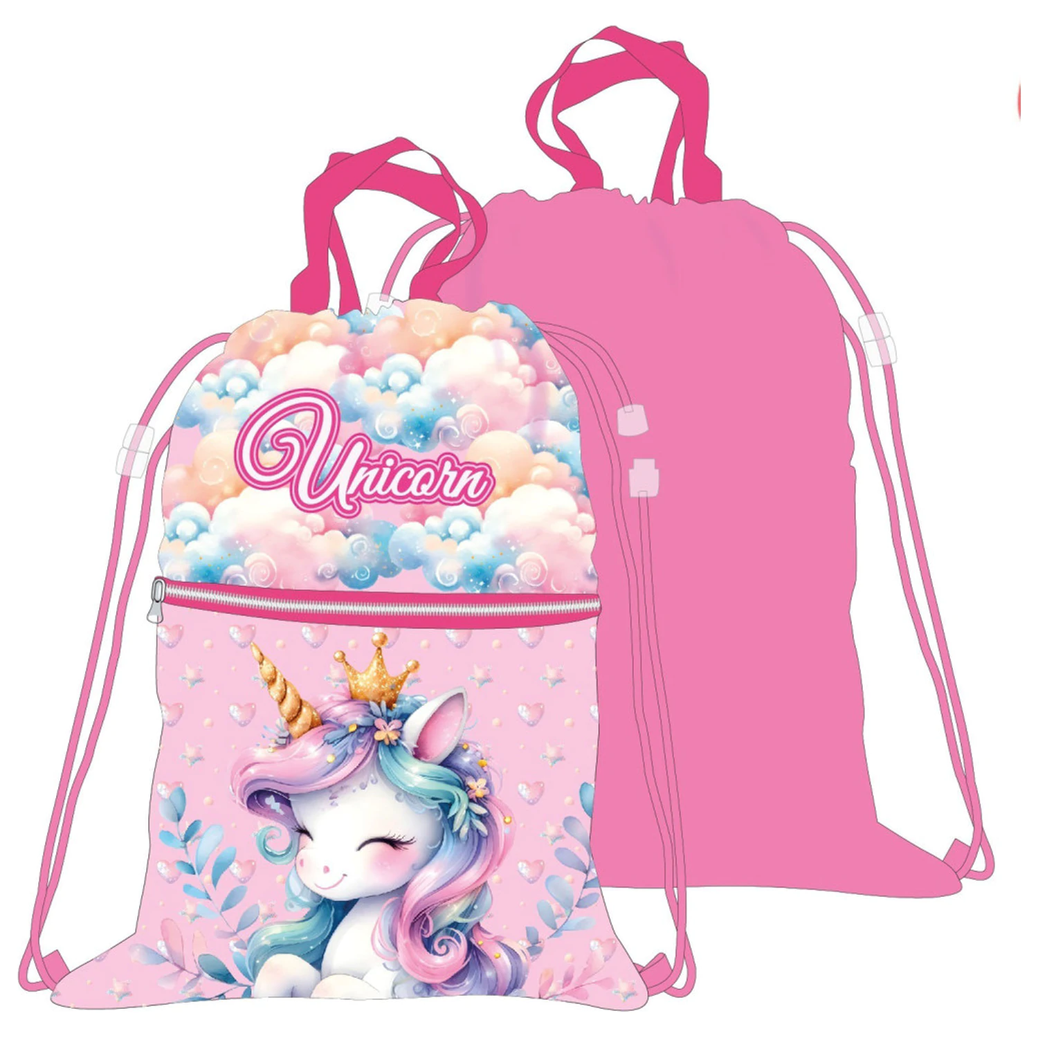 Unicorn Clouds Deluxe torba za teretanu, torba s vezicom 45 cm fotografija proizvoda