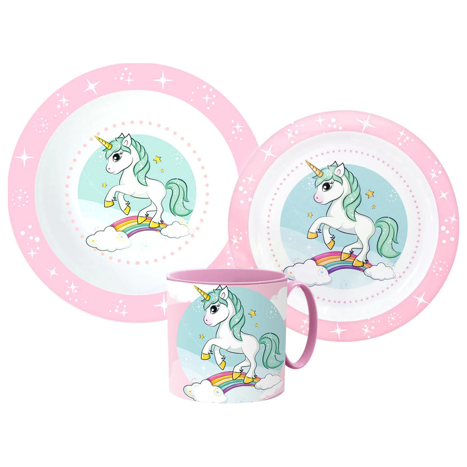 Unicorn Range Set posuđa za večeru, Micro Plastic set s šalicom fotografija proizvoda
