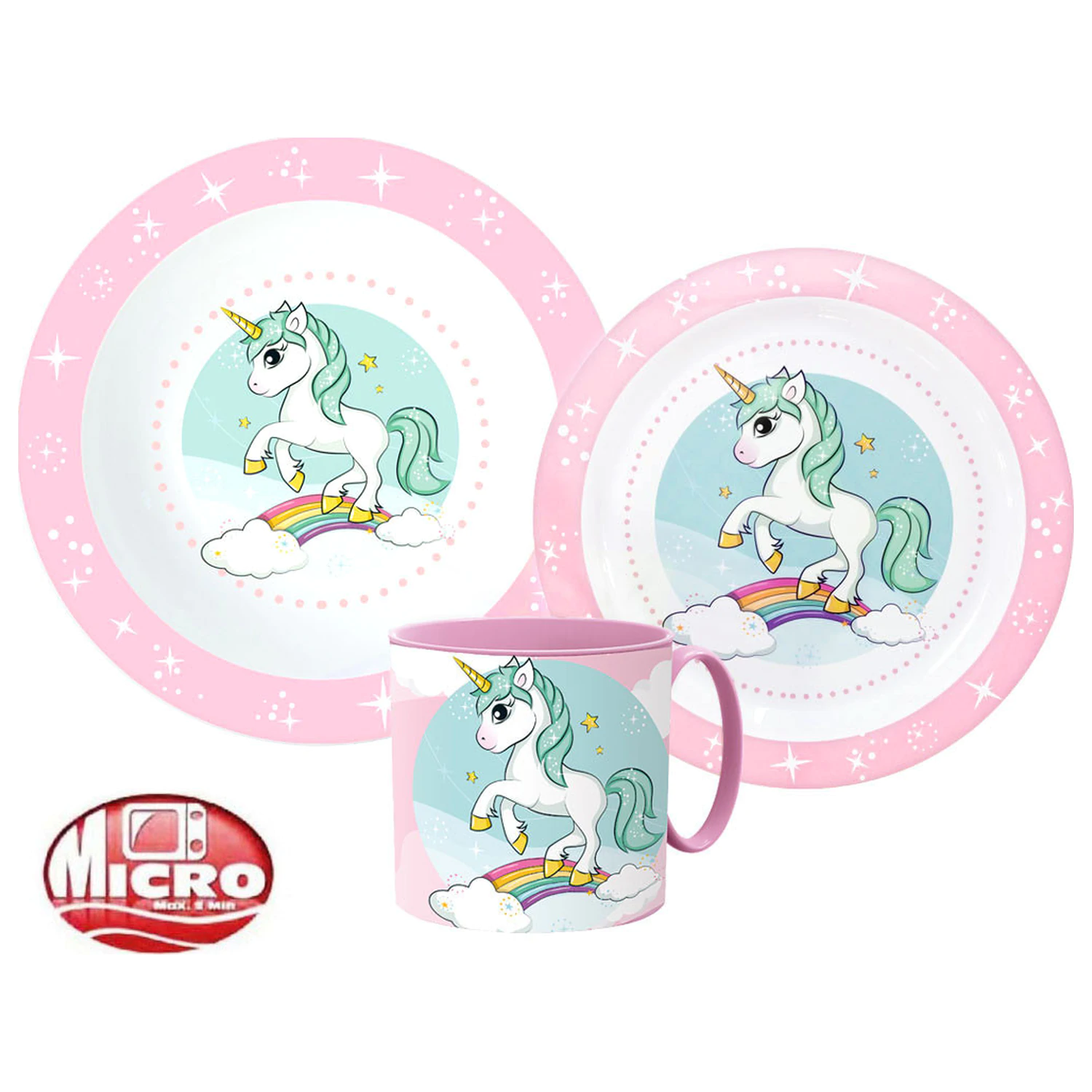Unicorn Range Set posuđa za večeru, Micro Plastic set s šalicom fotografija proizvoda