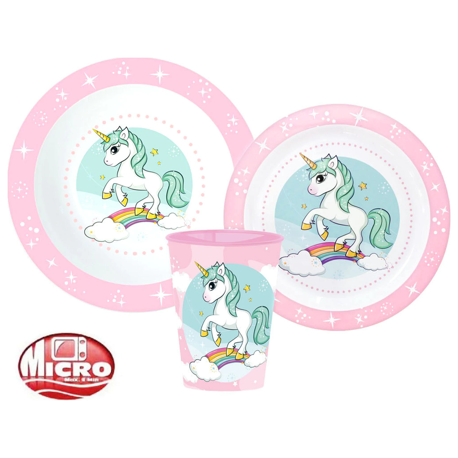 Unicorn Range set posuđa za večeru, Micro Plastic set, s čašom od 260 ml fotografija proizvoda
