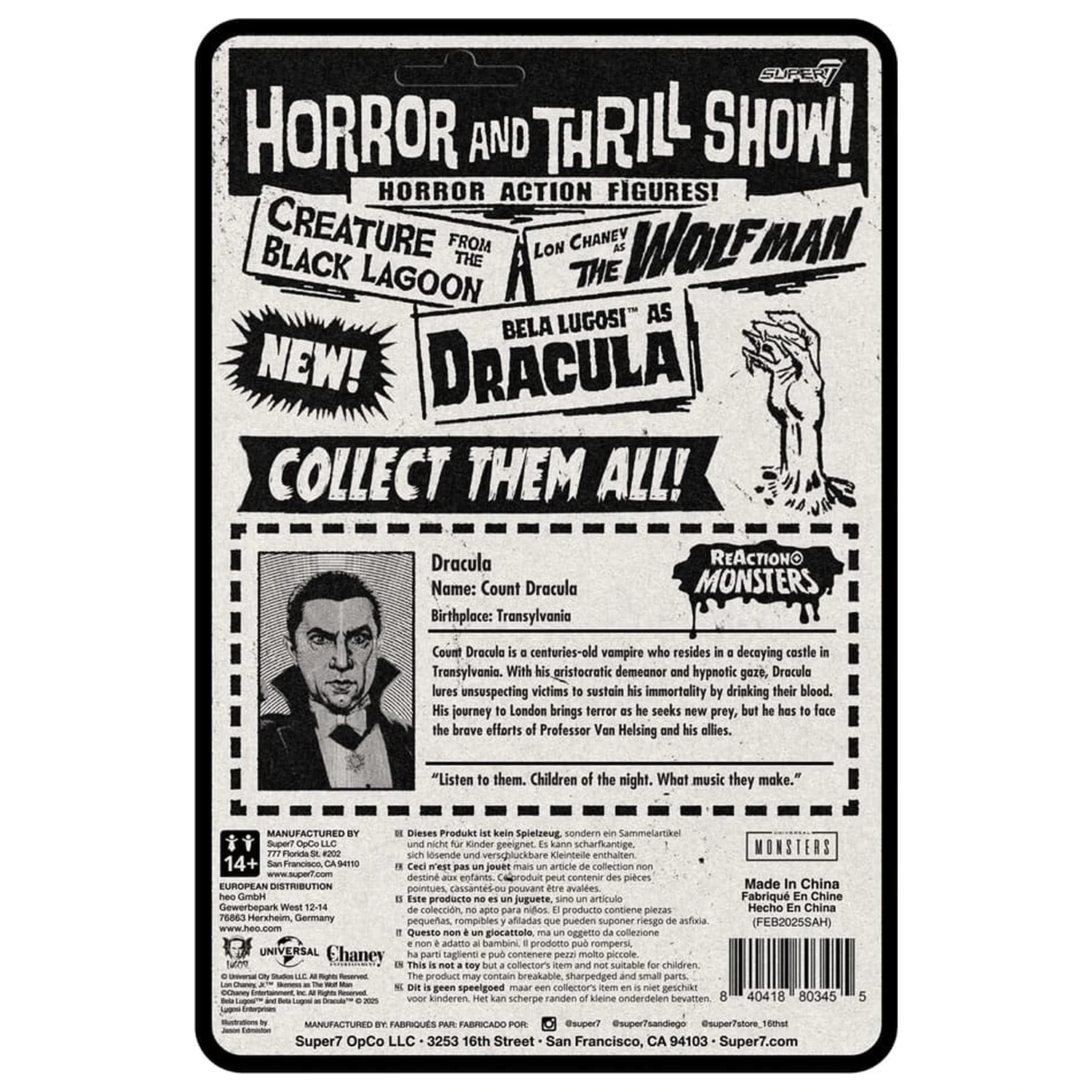 Universal Monsters ReAction+ akcijska figura Val 1 Dracula 10 cm fotografija proizvoda