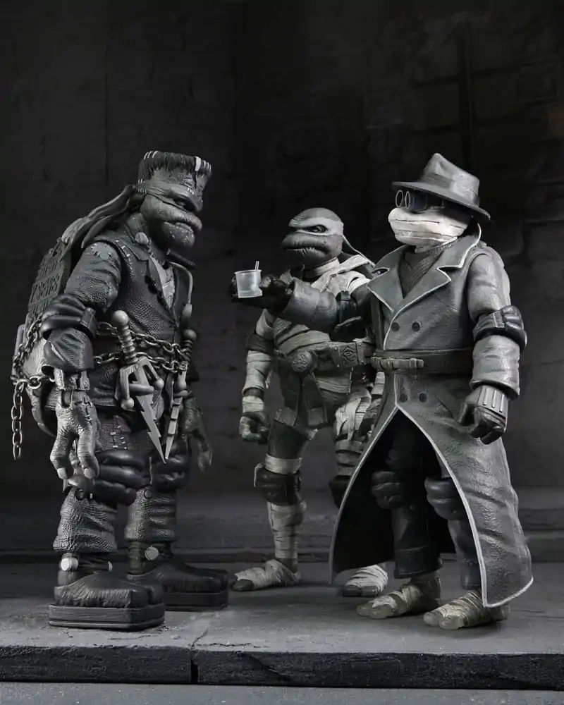 Universal Monsters x Teenage Mutant Ninja Turtles akcijske figure set od 4 figure Turtles Black & White 18 cm fotografija proizvoda