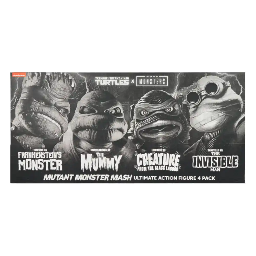 Universal Monsters x Teenage Mutant Ninja Turtles akcijske figure set od 4 figure Turtles Black & White 18 cm fotografija proizvoda