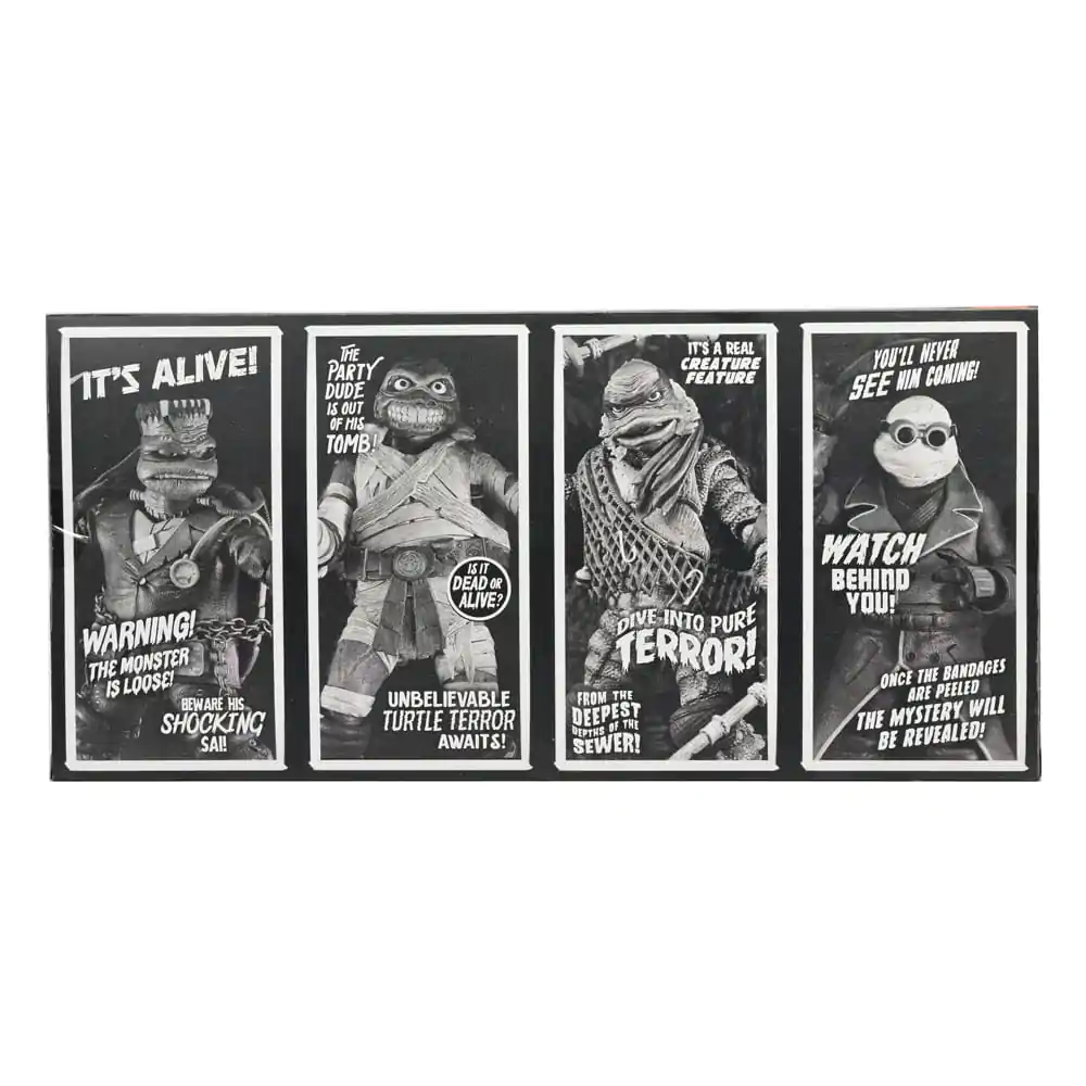 Universal Monsters x Teenage Mutant Ninja Turtles akcijske figure set od 4 figure Turtles Black & White 18 cm fotografija proizvoda