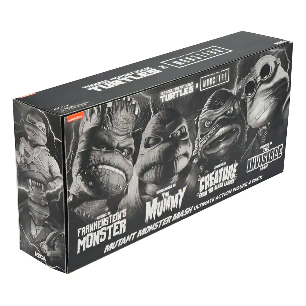 Universal Monsters x Teenage Mutant Ninja Turtles akcijske figure set od 4 figure Turtles Black & White 18 cm fotografija proizvoda