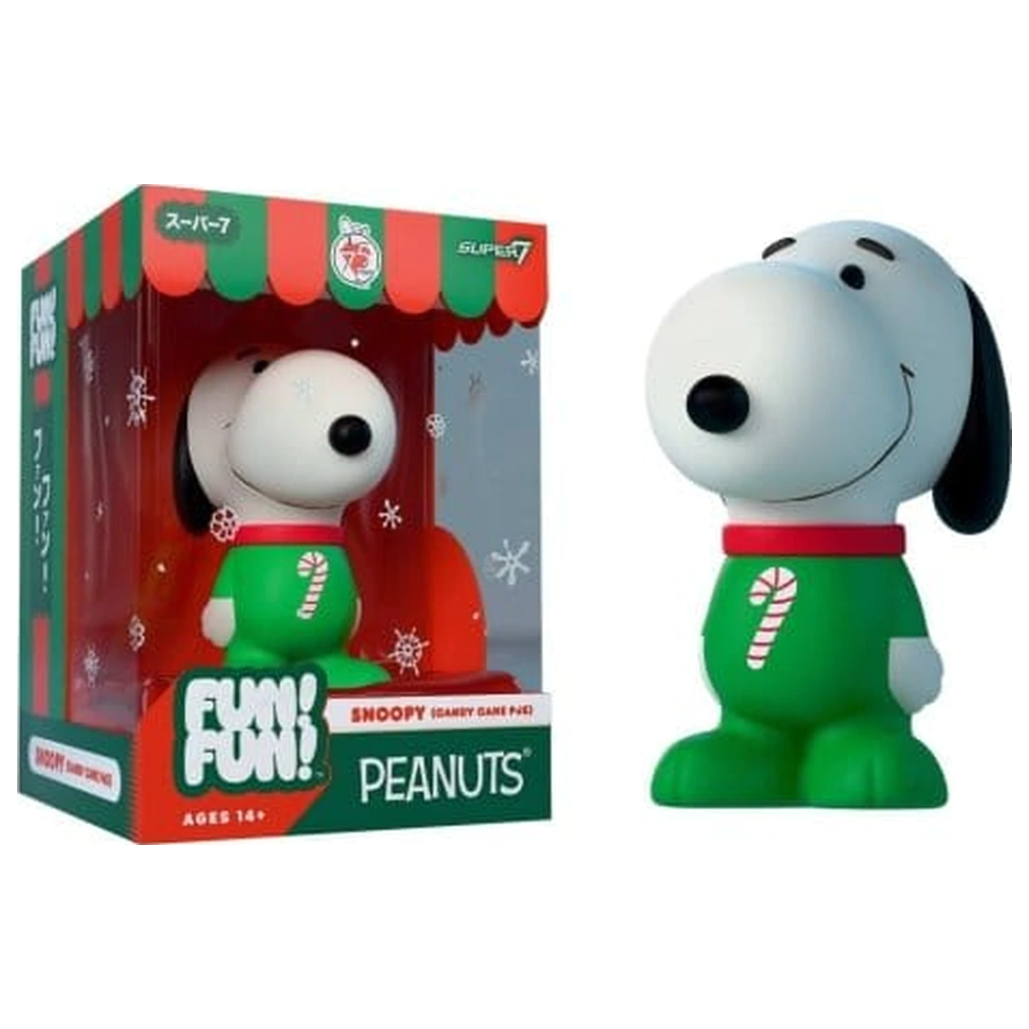 Vintage Peanuts Zabavno! Zabavno! Mini figura val 03 Holiday Snoopy (Candy Cane PJs) fotografija proizvoda
