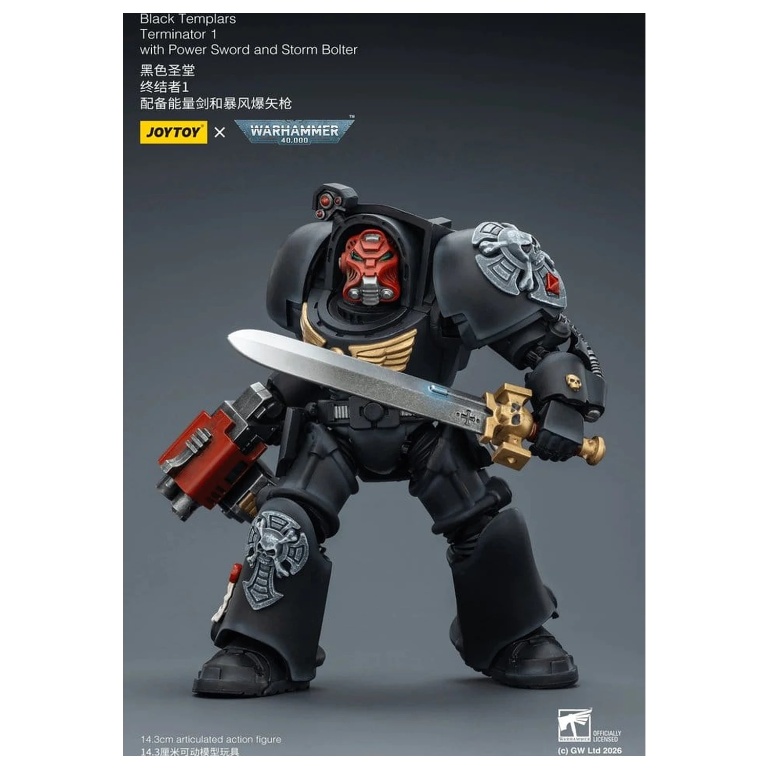 Warhammer 40,000 figurica Black Templars Terminator 1 s Power Swordom i Storm Bolterom 14 cm fotografija proizvoda