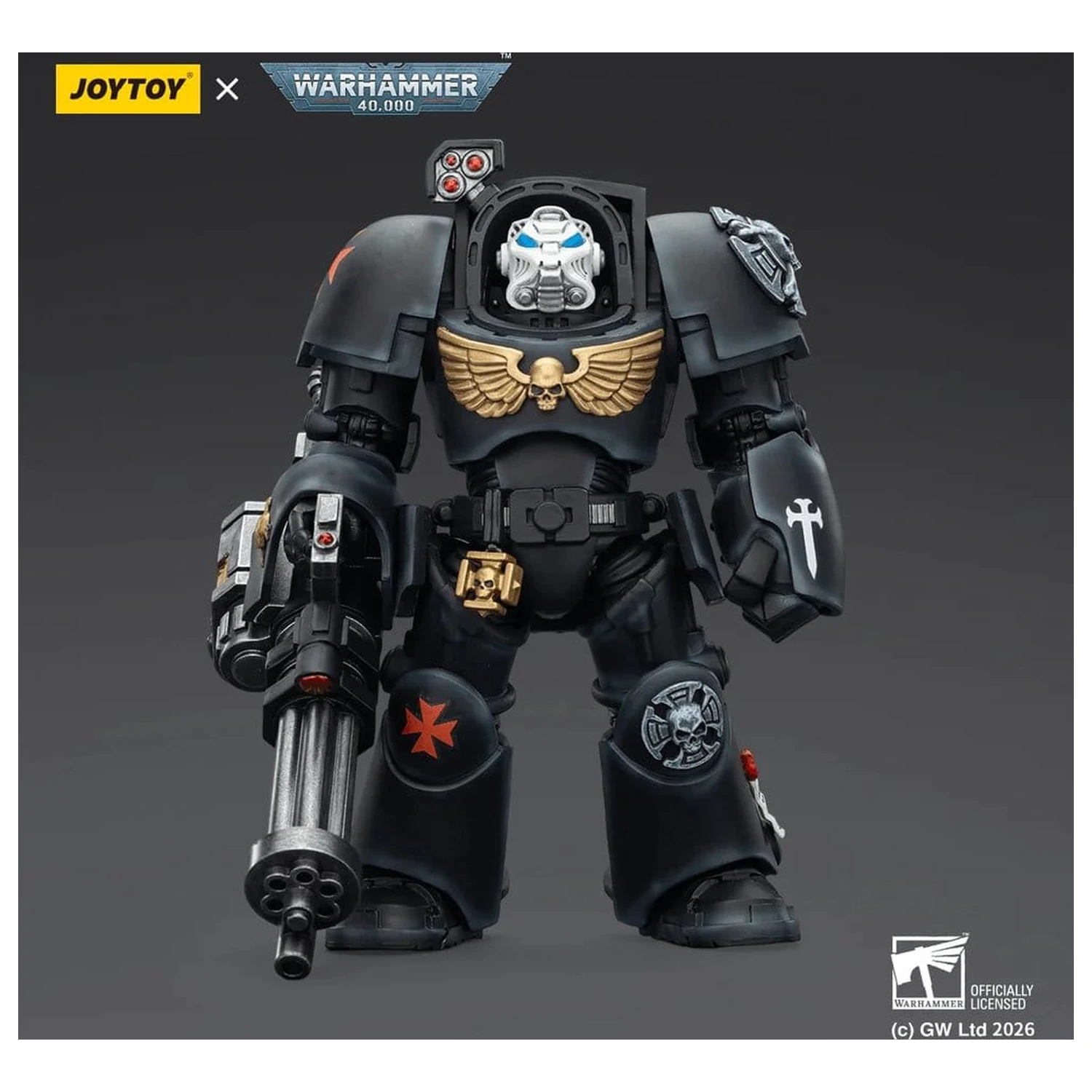 Warhammer 40,000 akcijska figura Black Templars Terminator 3 s Power Fistom i Assault Cannonom 14 cm fotografija proizvoda