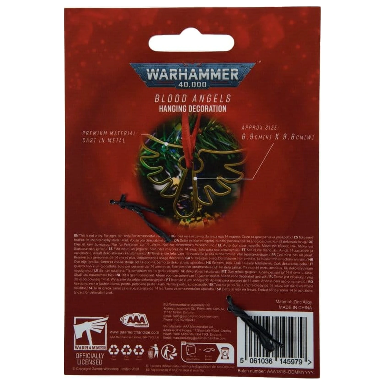 Warhammer 40,000 Viseći ukras Blood Angels 16 cm fotografija proizvoda