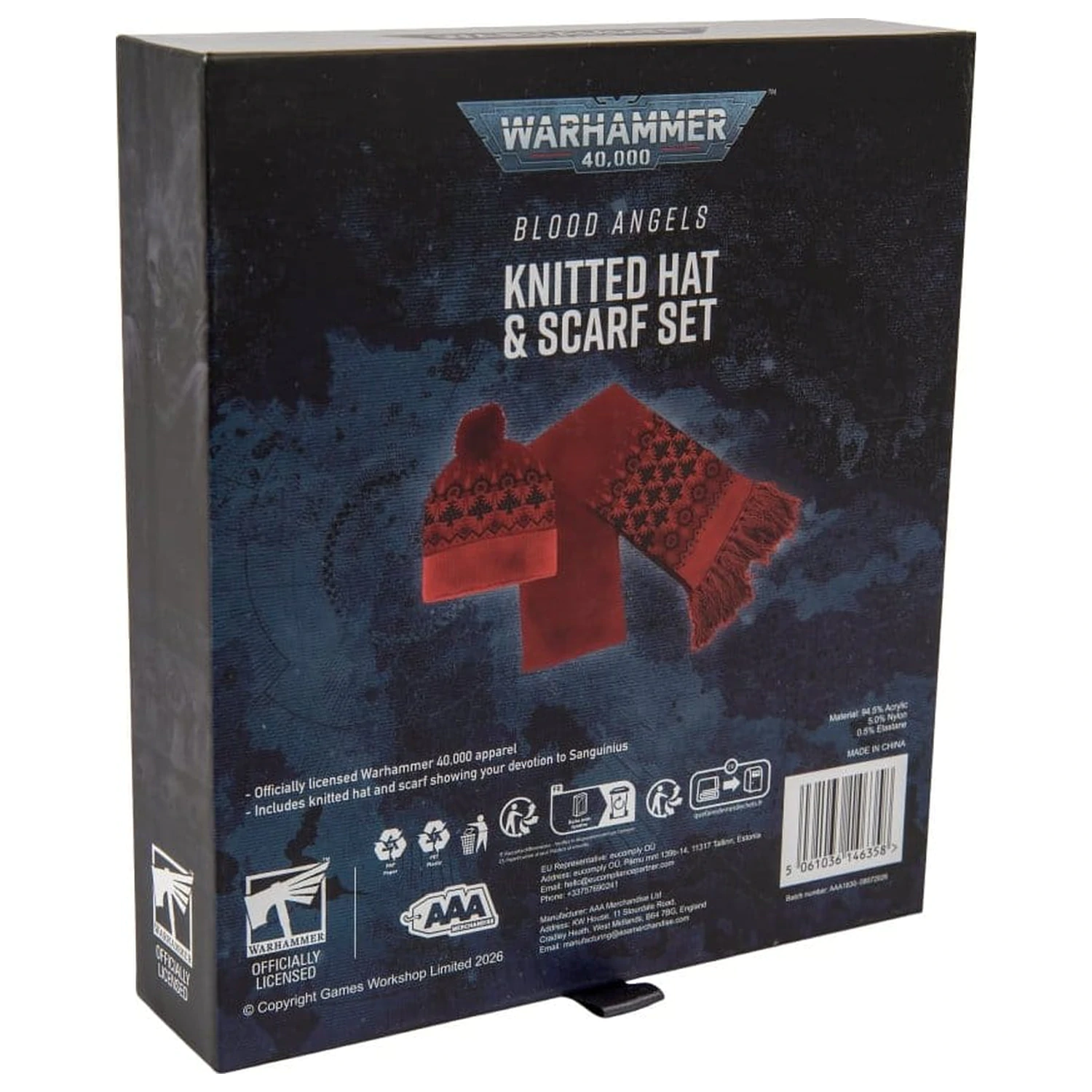 Warhammer 40,000 pleteni kapa i šal set Blood Angels 27 cm fotografija proizvoda