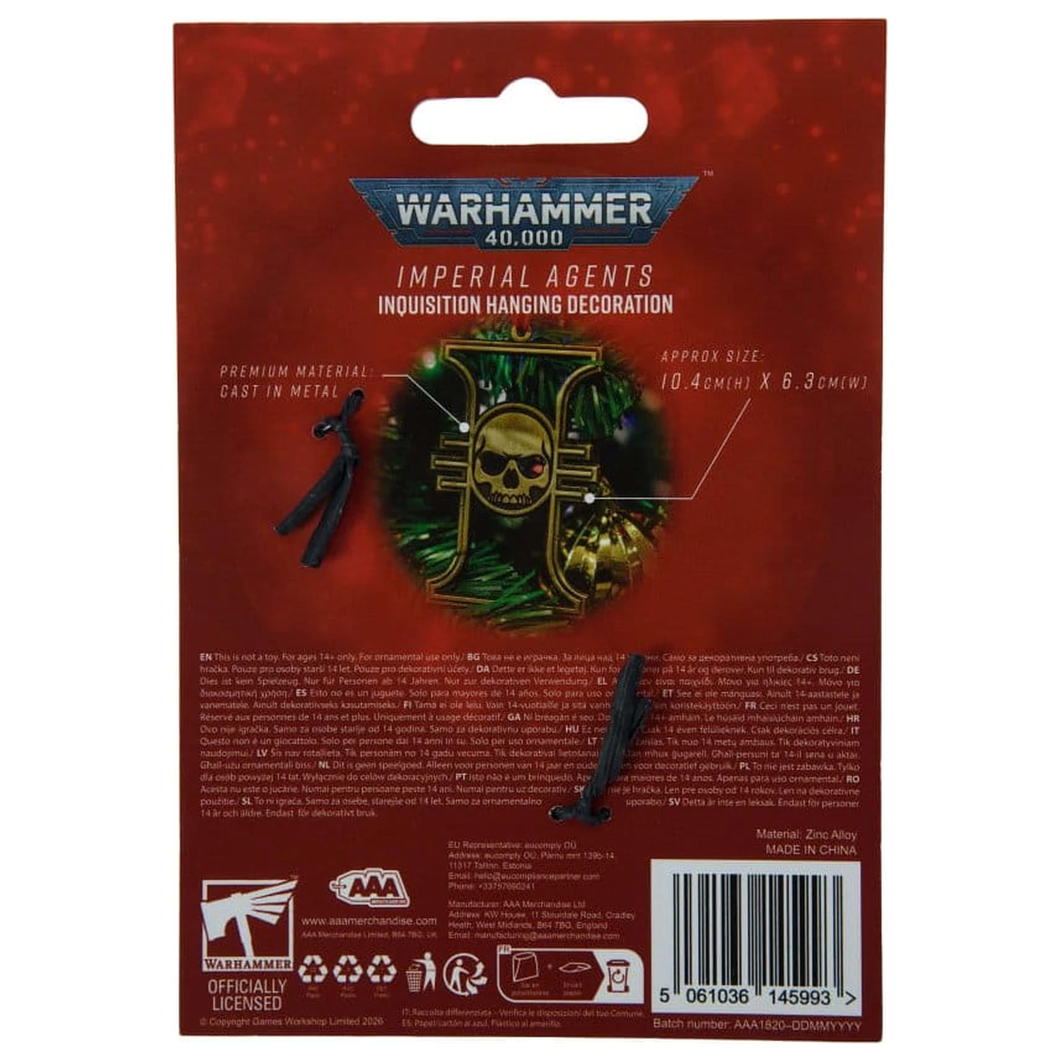 Warhammer 40,000 Viseći ukras Imperial Agents Inquisition 17 cm fotografija proizvoda