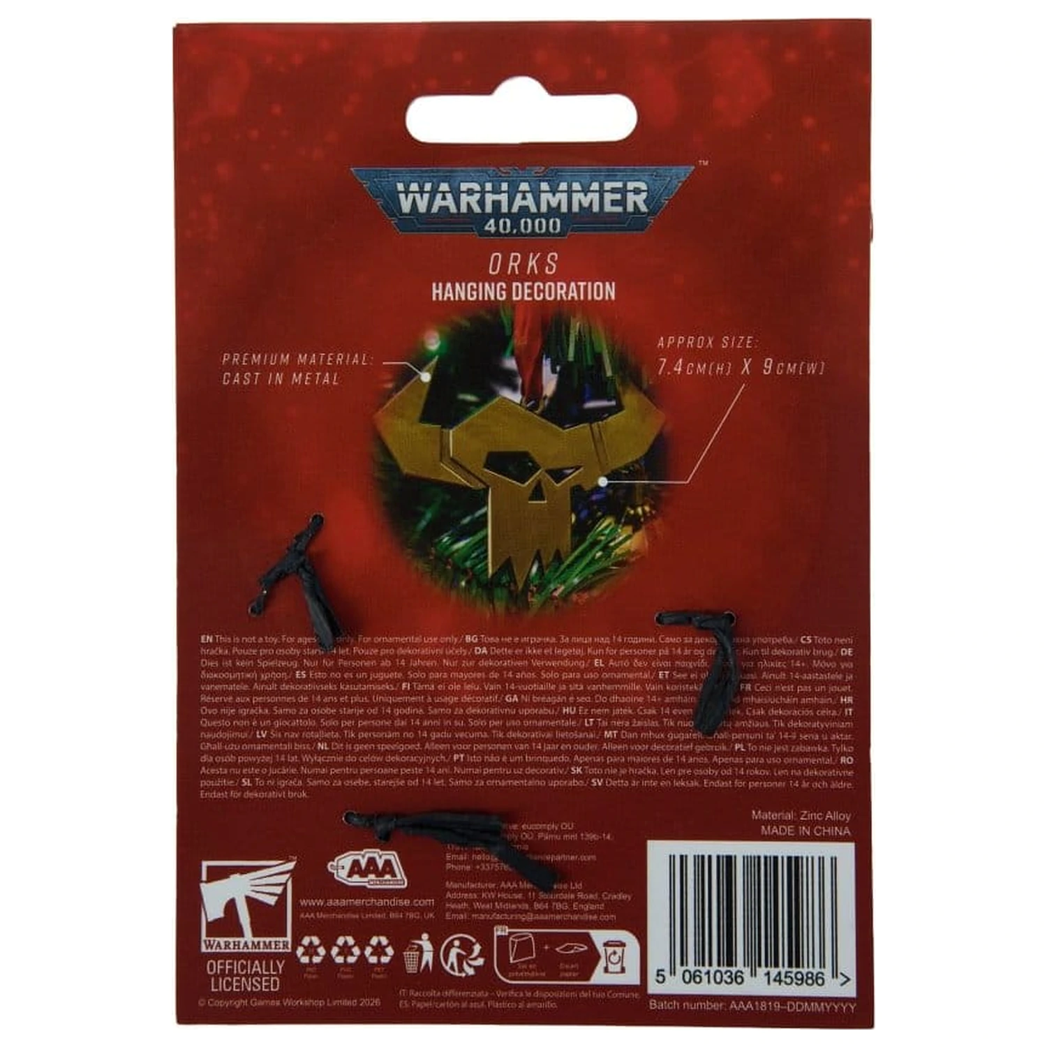 Warhammer 40,000 Viseći ukras Orks 17 cm fotografija proizvoda