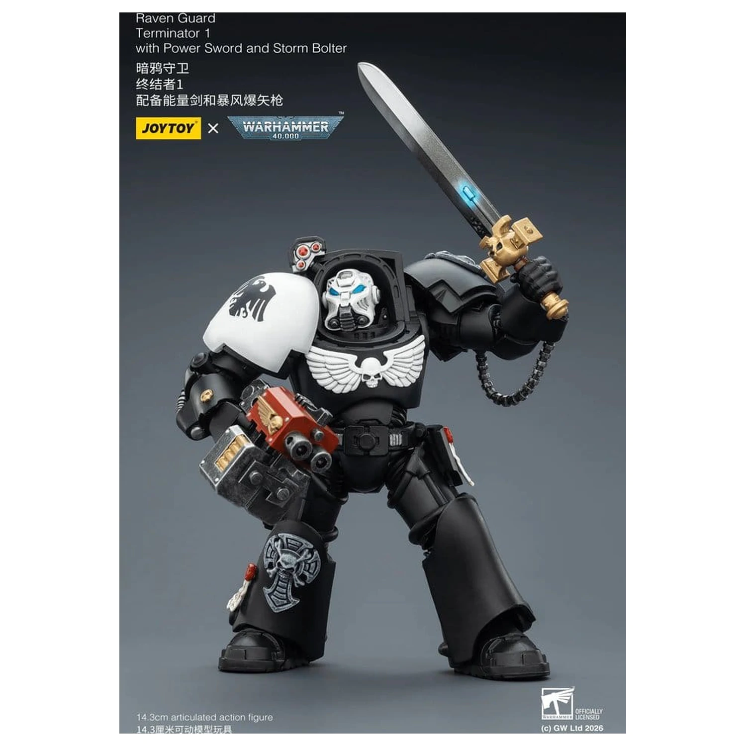 Warhammer 40,000 figurica Raven Guard Terminator 1 s energetskim mačem i Storm Bolterom 14 cm fotografija proizvoda