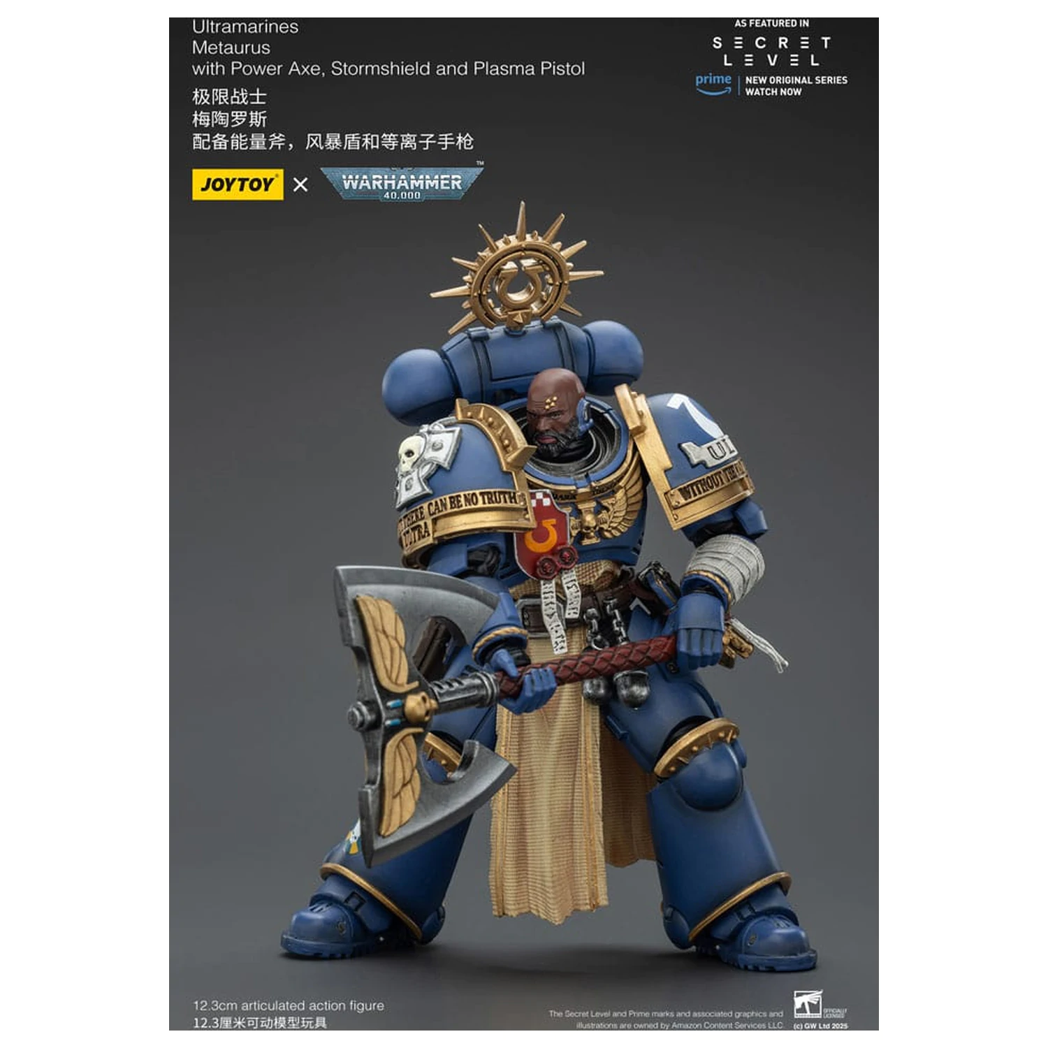 Warhammer 40,000 Akcijska figura Ultramarines Metaurus s energetskom sjekirom, energetskim štitom i plazma pištoljem 13 cm fotografija proizvoda