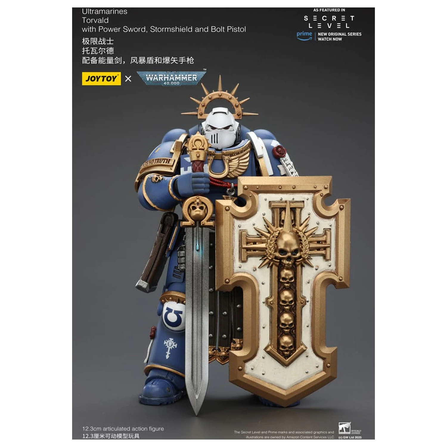 Warhammer 40,000 Akcijska figura Ultramarines Torvald s Power mačem, Stormshieldom i Bolt pištoljem 13 cm fotografija proizvoda