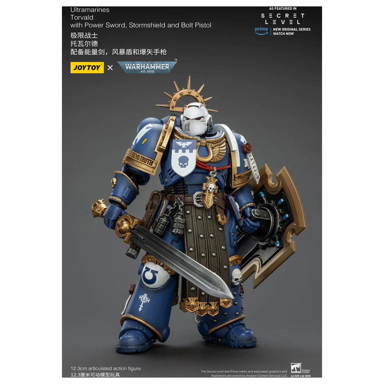 Warhammer 40,000 Akcijska figura Ultramarines Torvald s Power mačem, Stormshieldom i Bolt pištoljem 13 cm fotografija proizvoda