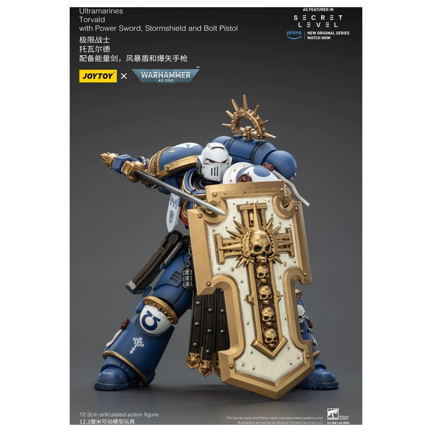 Warhammer 40,000 Akcijska figura Ultramarines Torvald s Power mačem, Stormshieldom i Bolt pištoljem 13 cm fotografija proizvoda