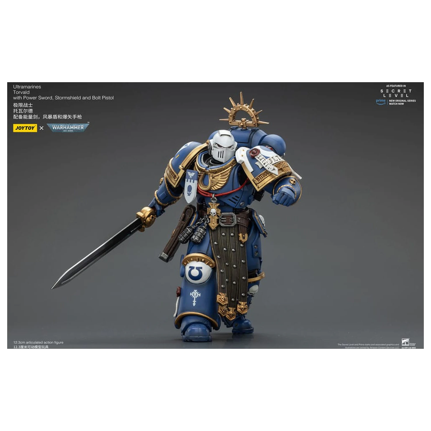 Warhammer 40,000 Akcijska figura Ultramarines Torvald s Power mačem, Stormshieldom i Bolt pištoljem 13 cm fotografija proizvoda
