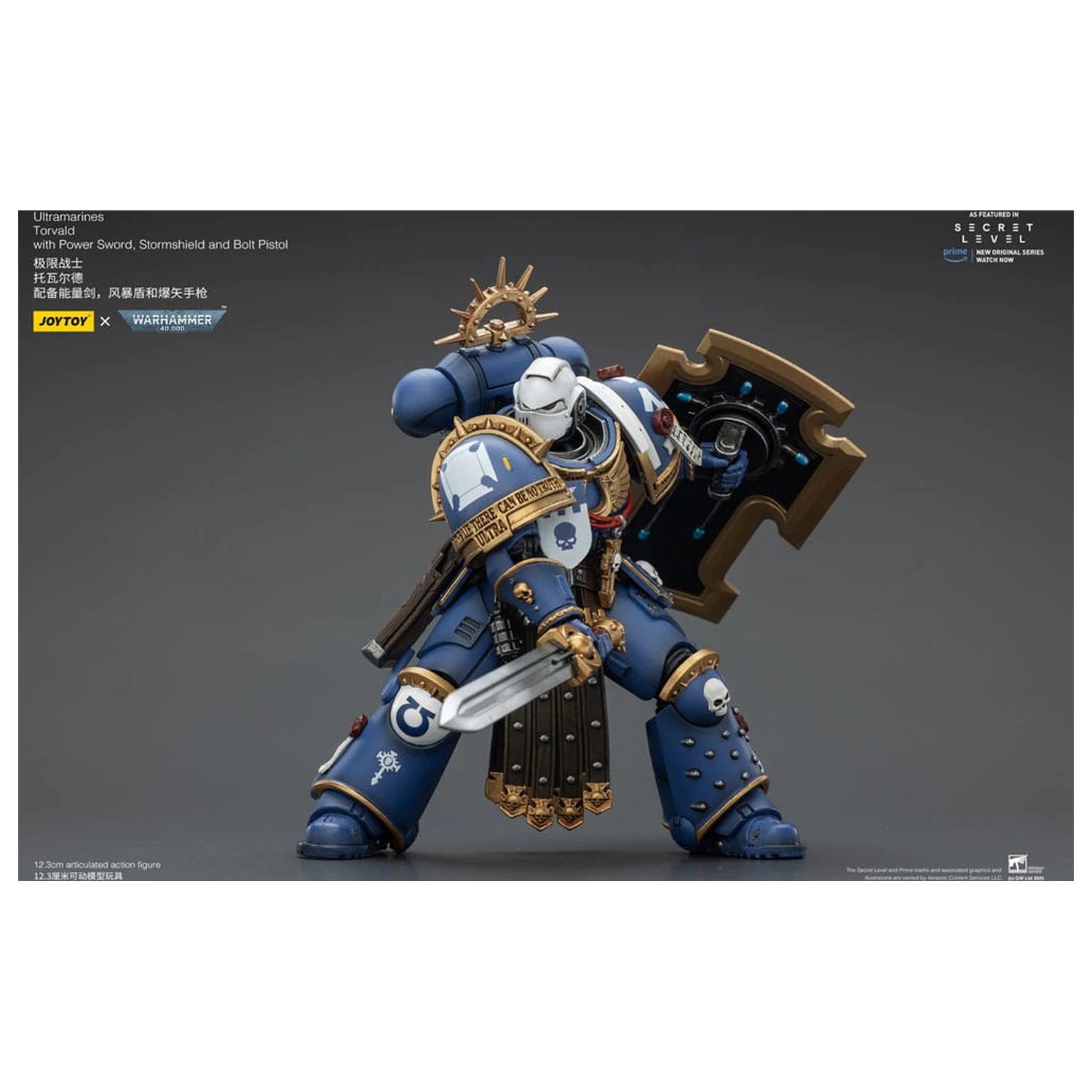 Warhammer 40,000 Akcijska figura Ultramarines Torvald s Power mačem, Stormshieldom i Bolt pištoljem 13 cm fotografija proizvoda