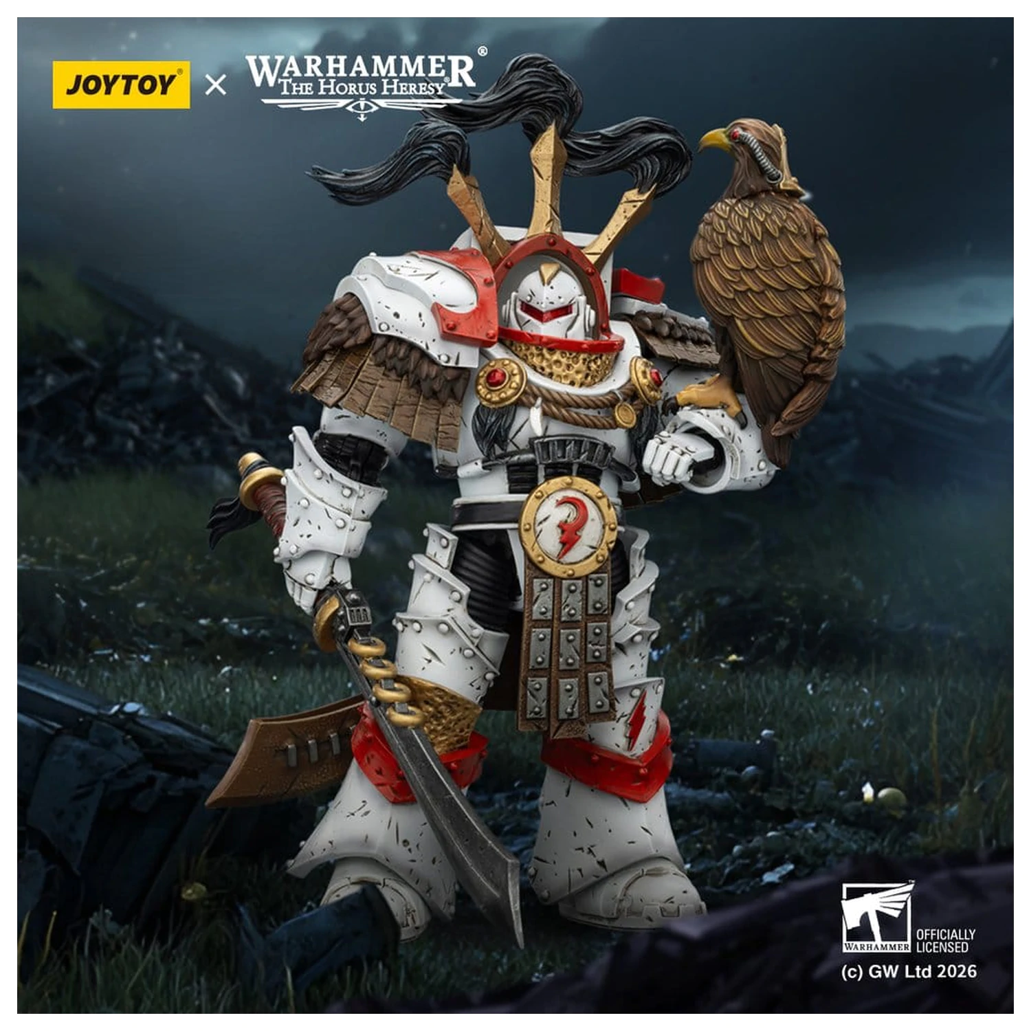 Warhammer 40,000 Akcijska figura White Scars Legion Praetor u Cataphractii Terminator Oklopu s Cyber Hawkom, Chogorian mačem i combi-melta oružjem 14 cm fotografija proizvoda