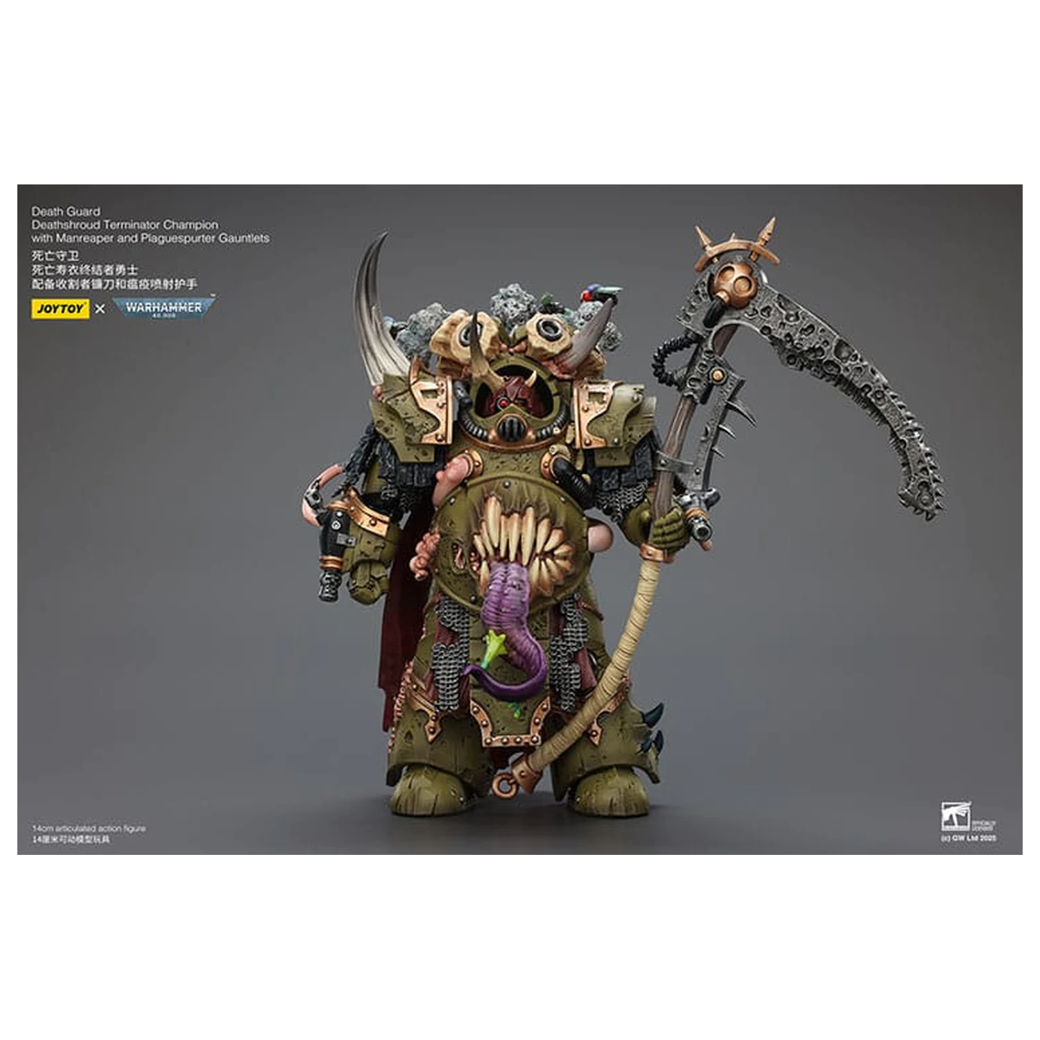 Warhammer 40k akcijska figura 1/18 Death Guard Deathshroud Terminator Champion s Manreaperom i Plaguespurter Gauntletsima 14 cm fotografija proizvoda
