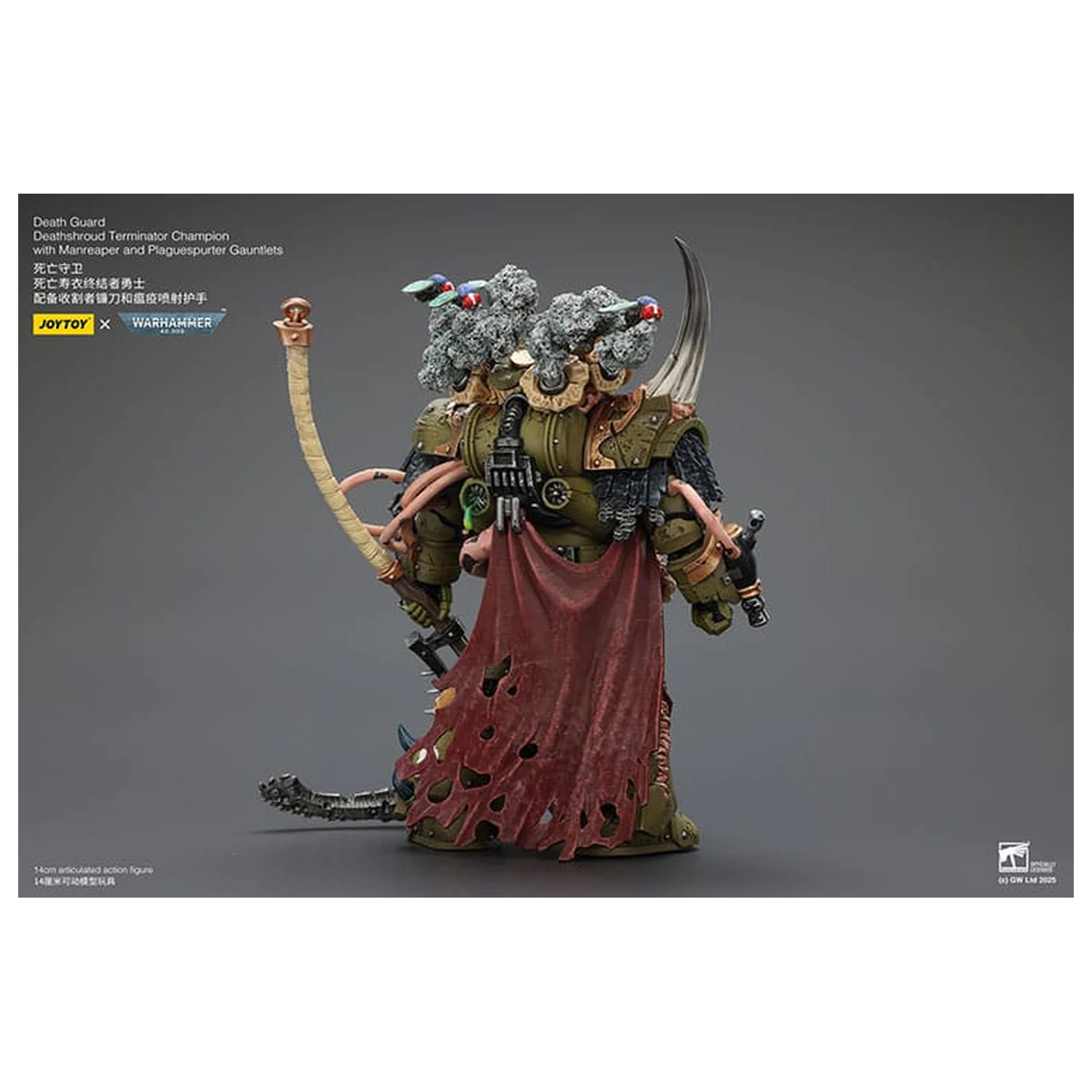 Warhammer 40k akcijska figura 1/18 Death Guard Deathshroud Terminator Champion s Manreaperom i Plaguespurter Gauntletsima 14 cm fotografija proizvoda